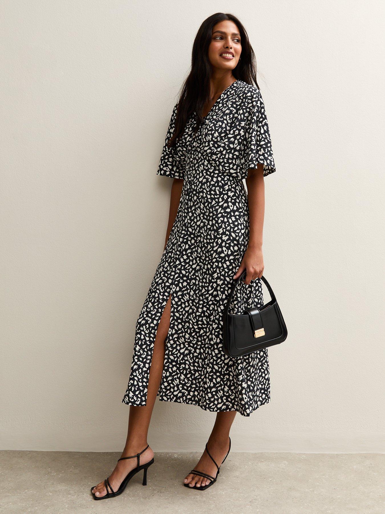 Image 3 of 5 of New Look Batwing Sleeve Midi Dress - Print