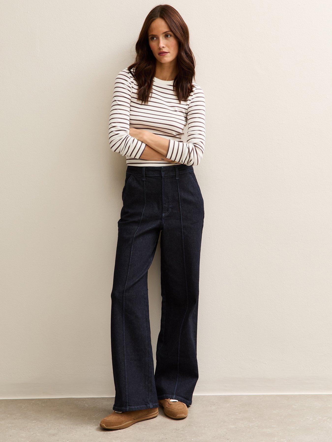 New Look Seam Front Wide Leg Jeans - Blue