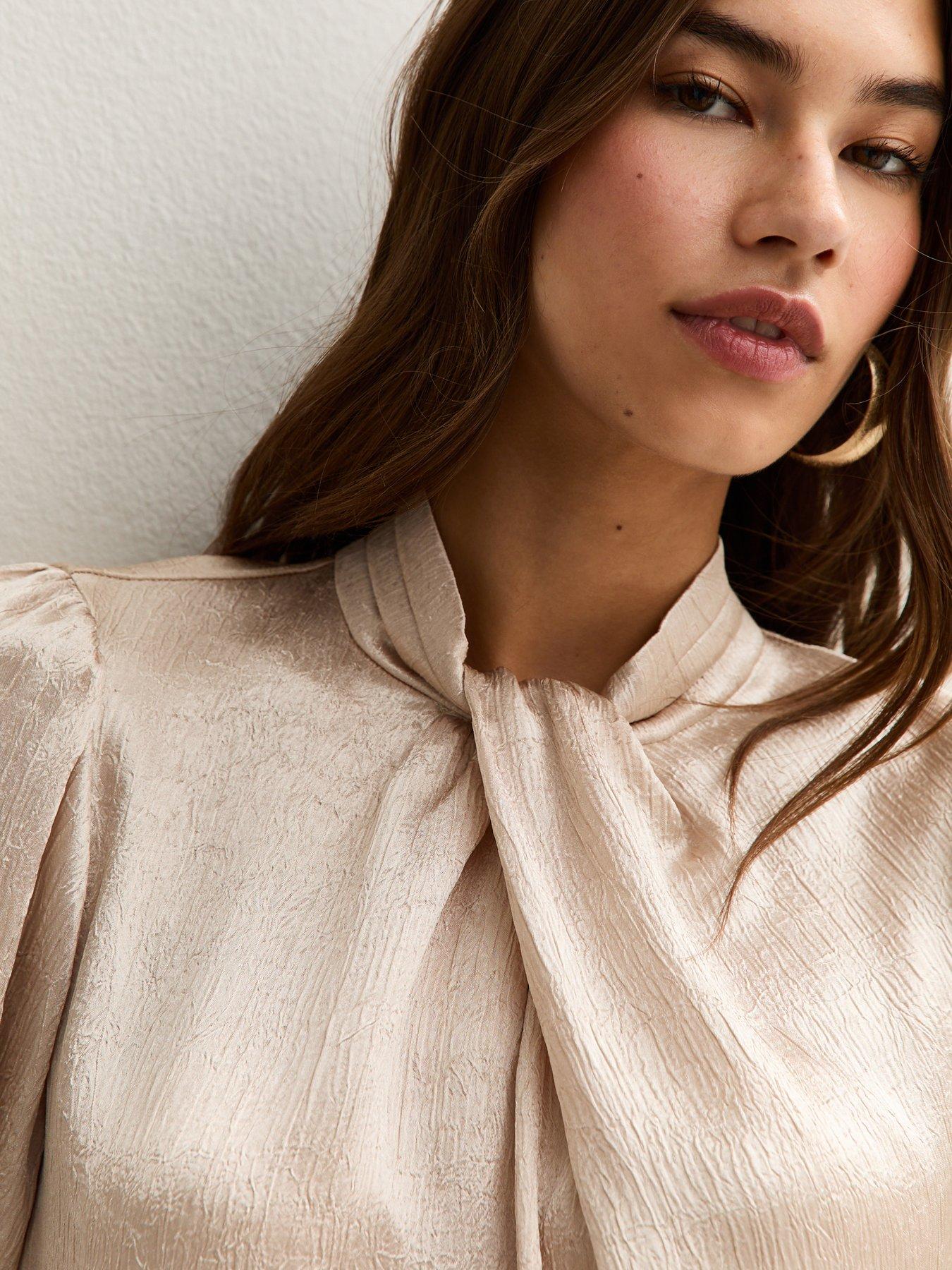 new-look-twist-neck-long-sleeve-textured-satin-blouse-creamdetail