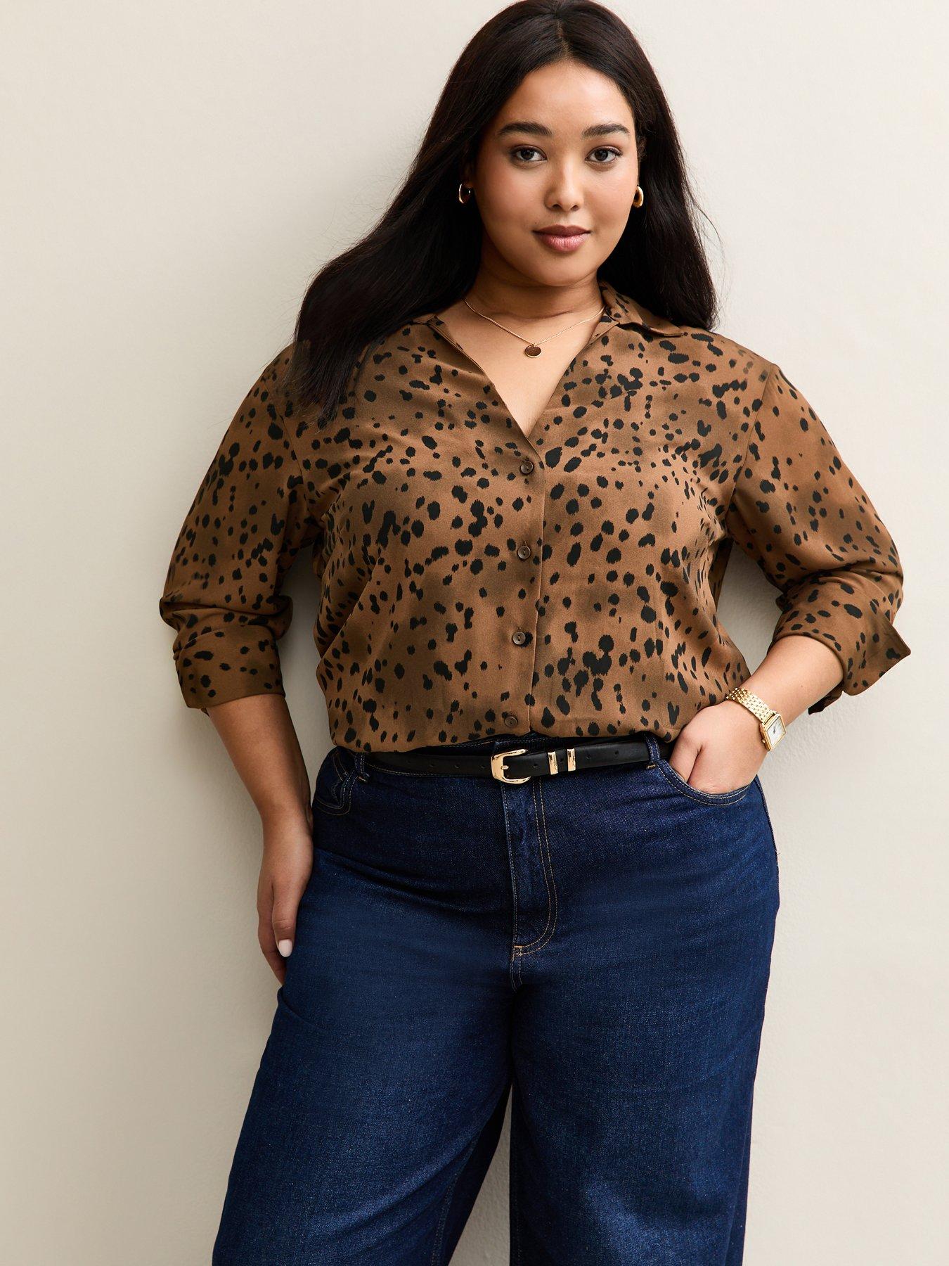 new-look-curves-speckled-pattern-shirt-brown