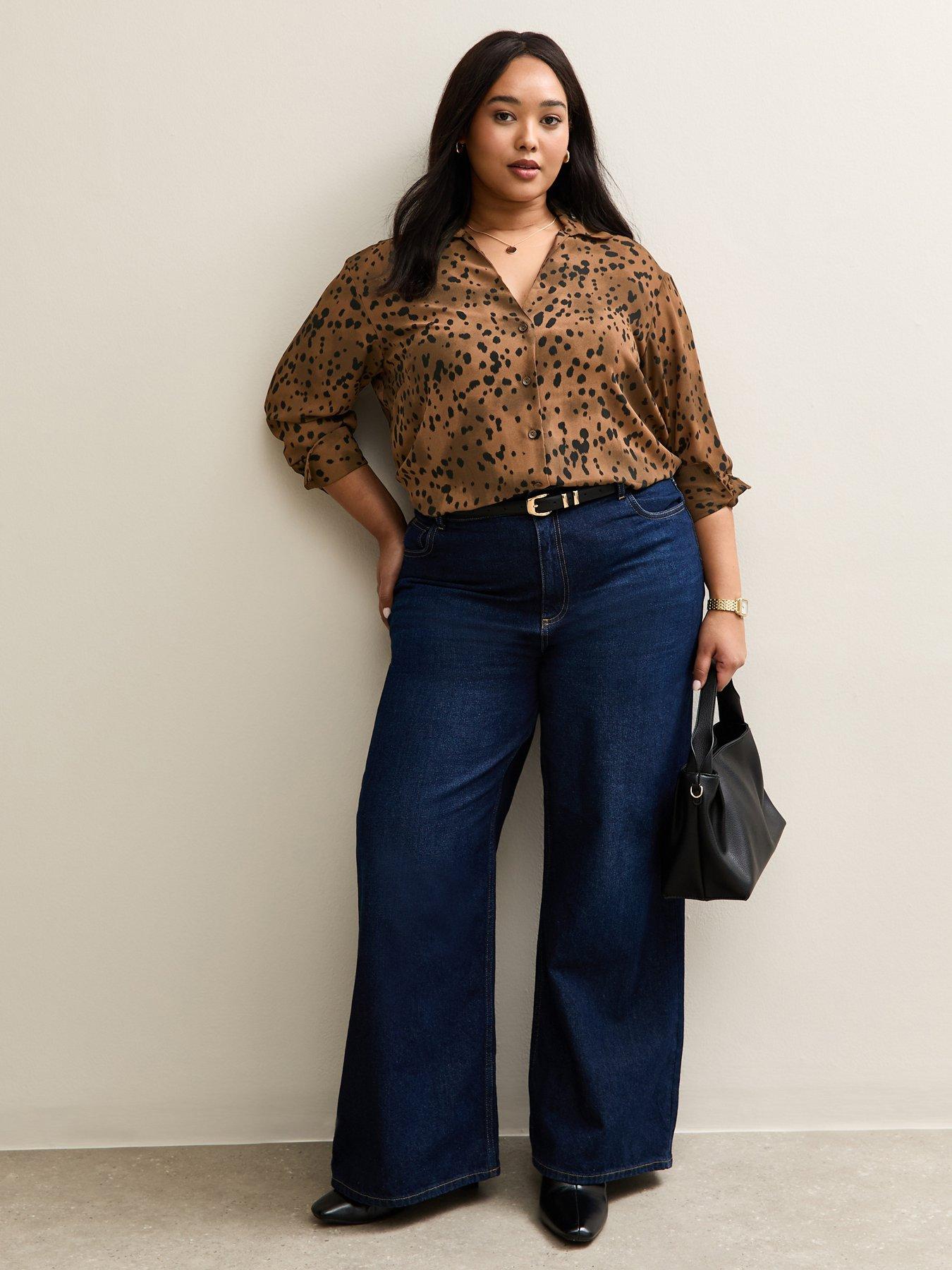 new-look-curves-speckled-pattern-shirt-brownback