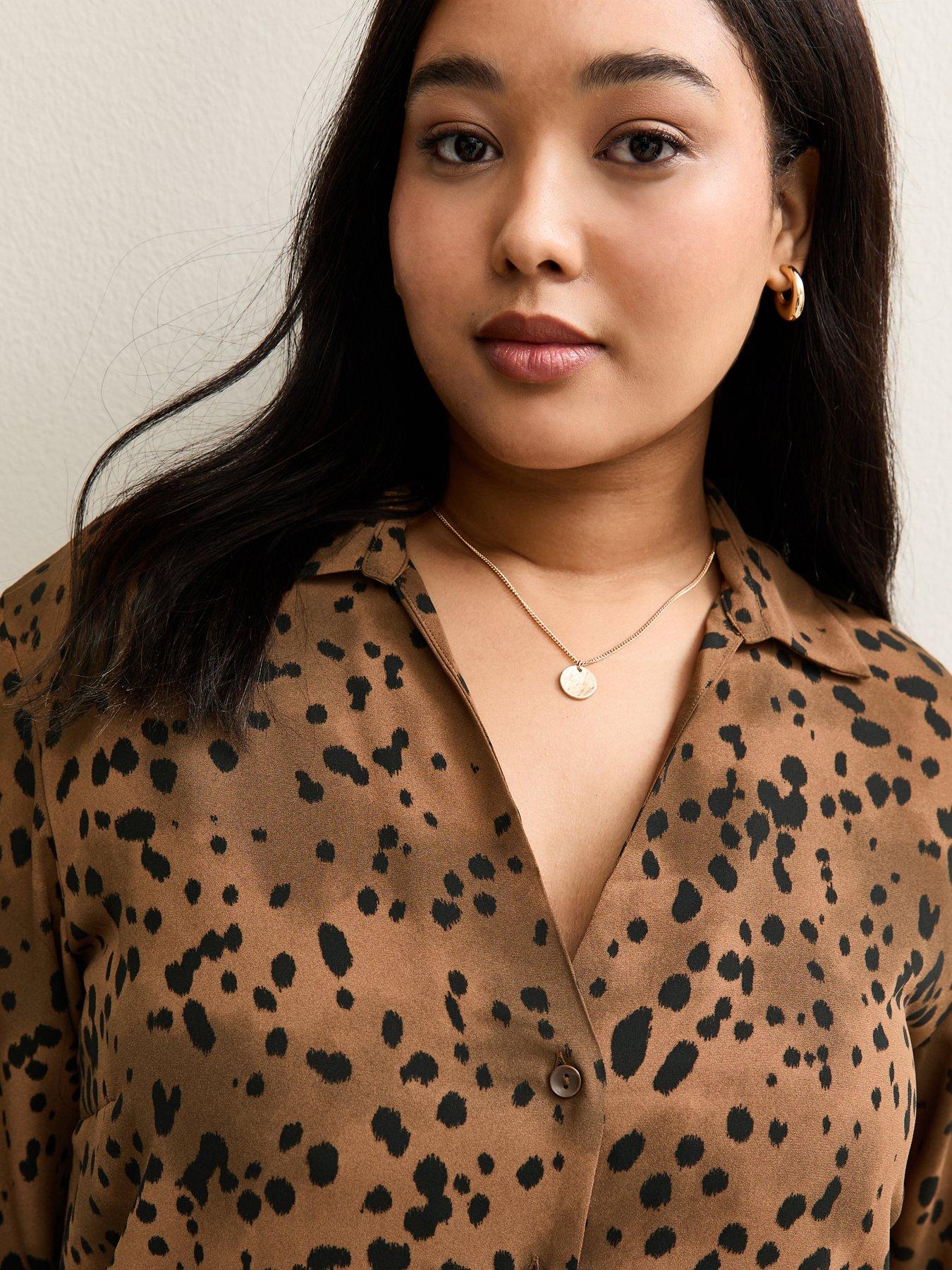 new-look-curves-speckled-pattern-shirt-brownoutfit