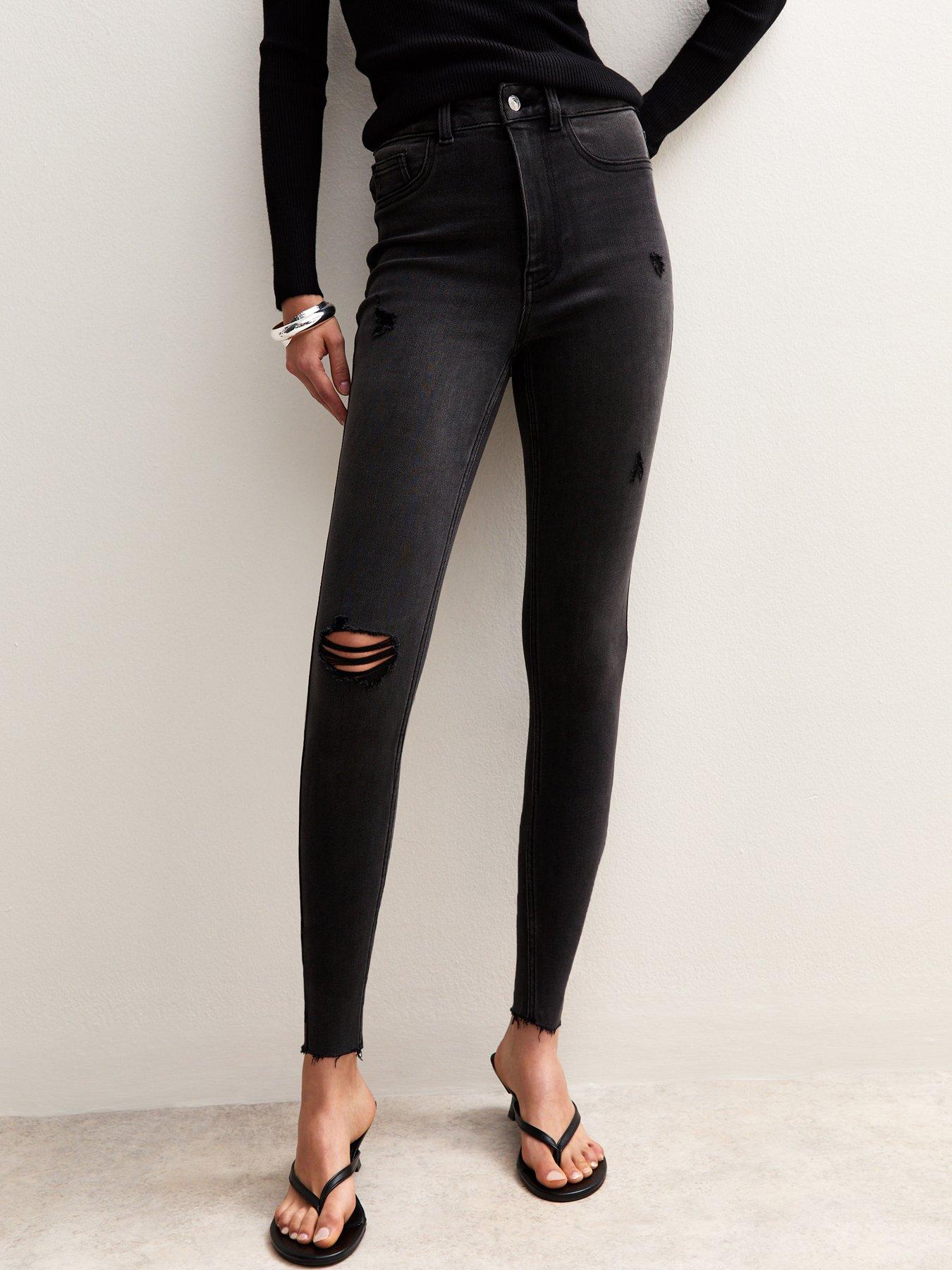 New Look Hallie Disco Ripped Skinny Jeans - Black