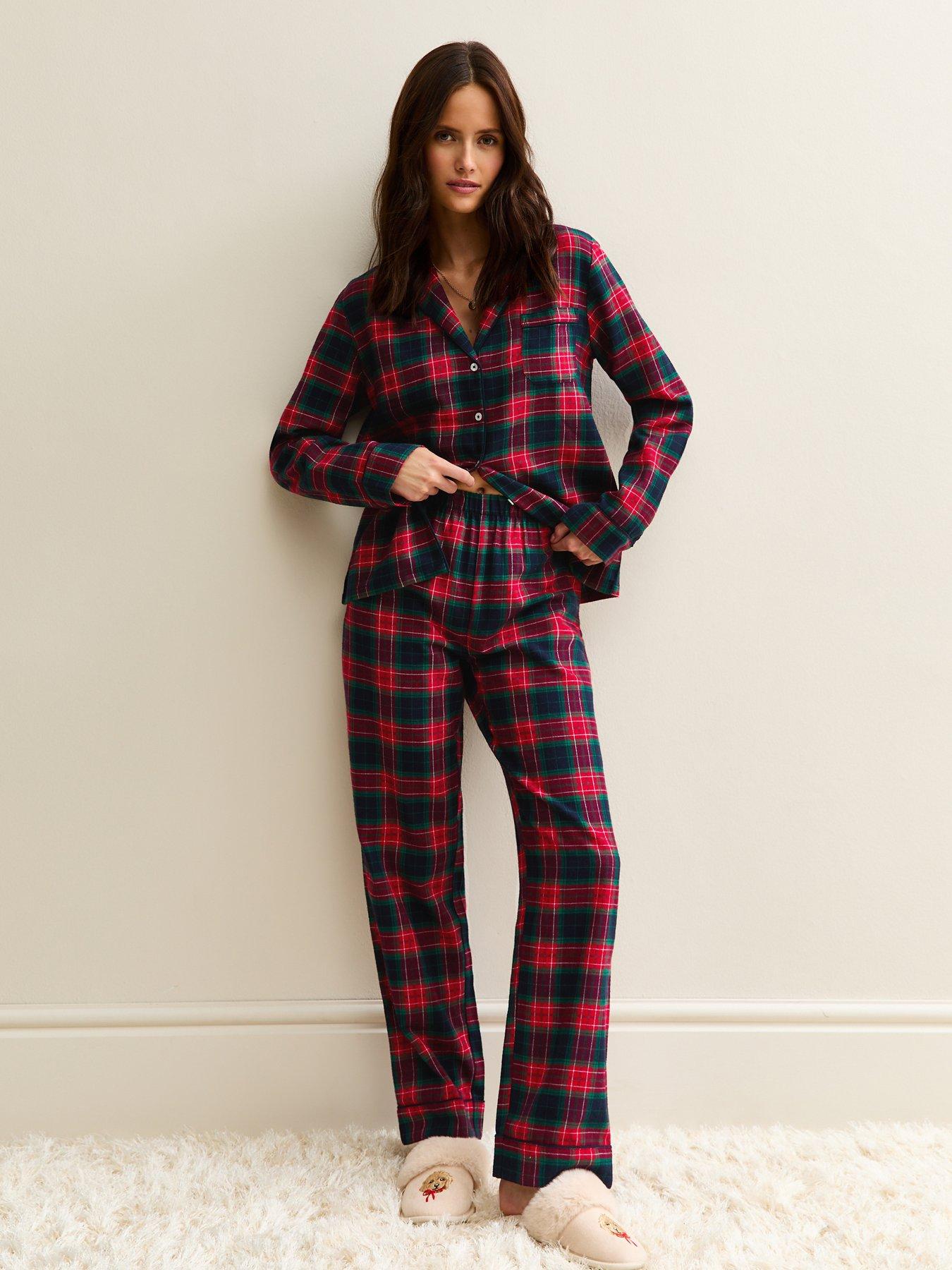 New Look Woven Check Pattern Revere Collar Pyjama Set - Red