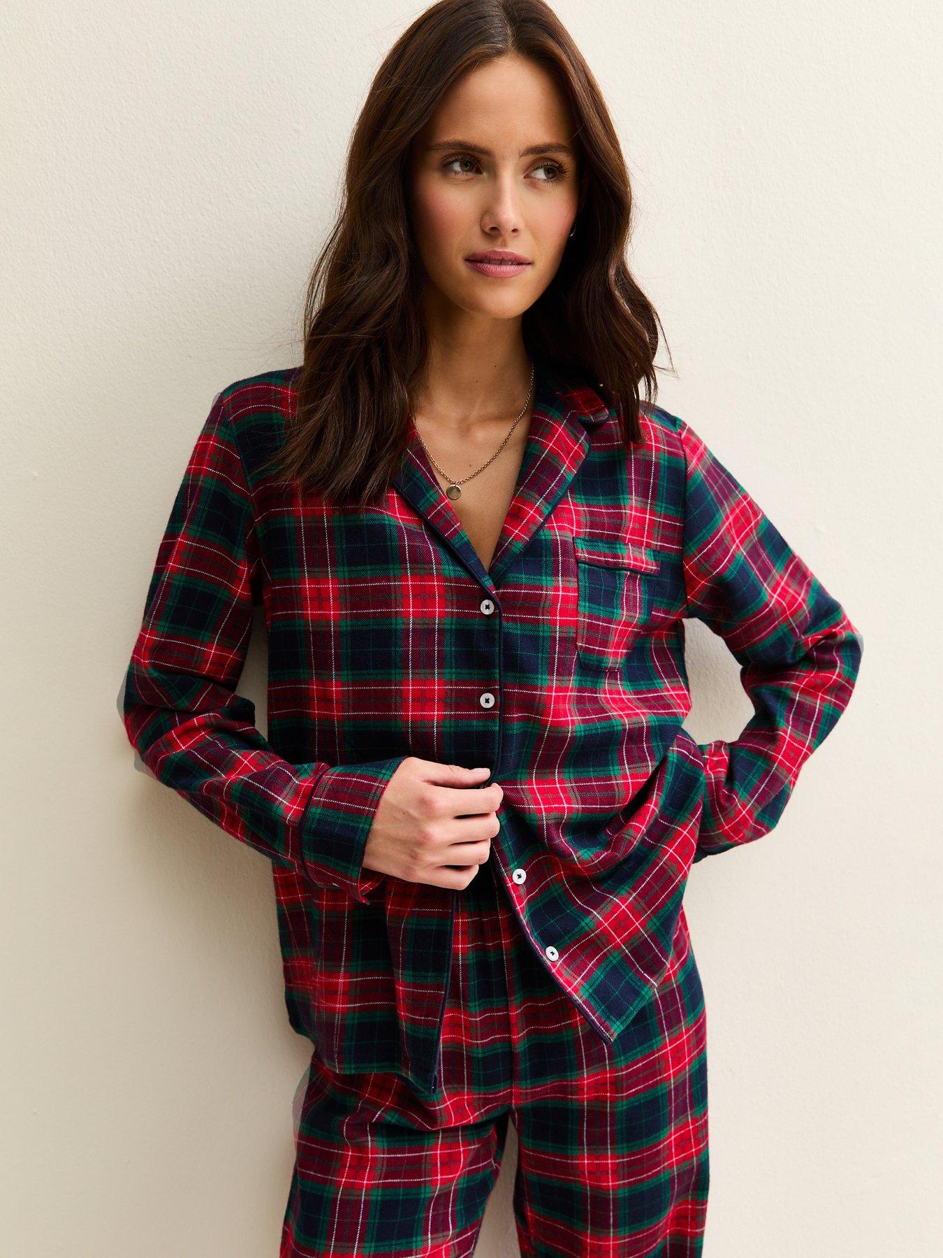 new-look-woven-check-pattern-revere-collar-pyjama-set-redoutfit