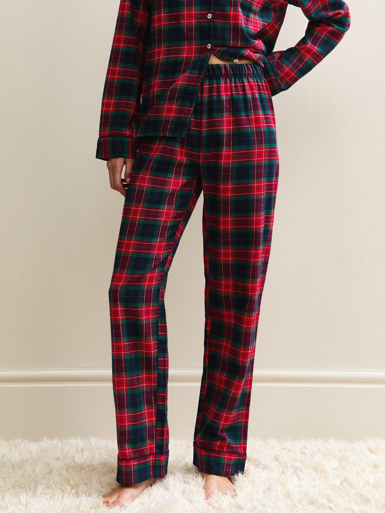 new-look-woven-check-pattern-revere-collar-pyjama-set-reddetail
