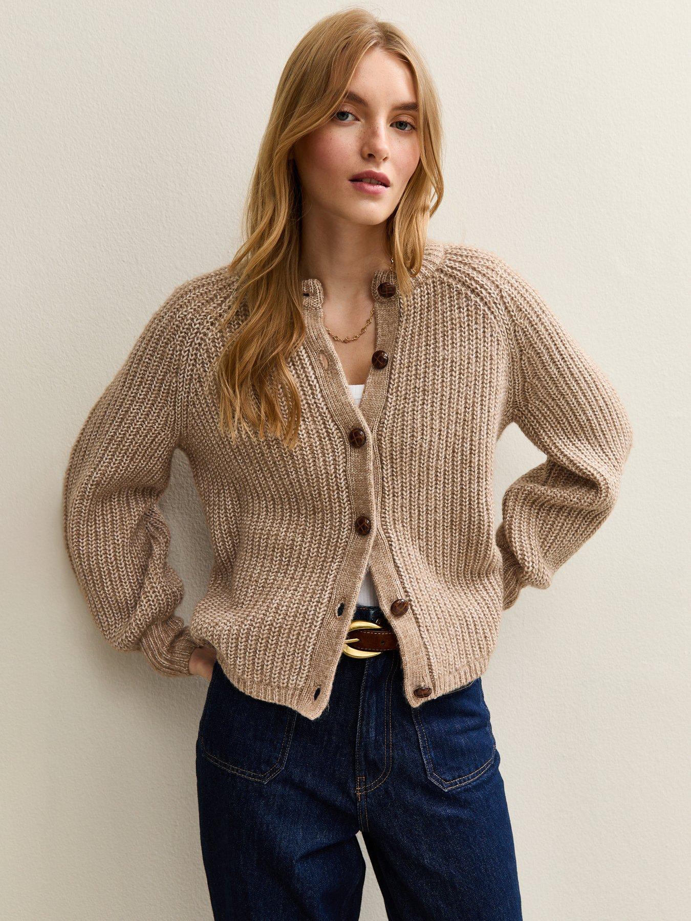 new-look-ribbed-knit-raglan-sleeve-cardigan-brown