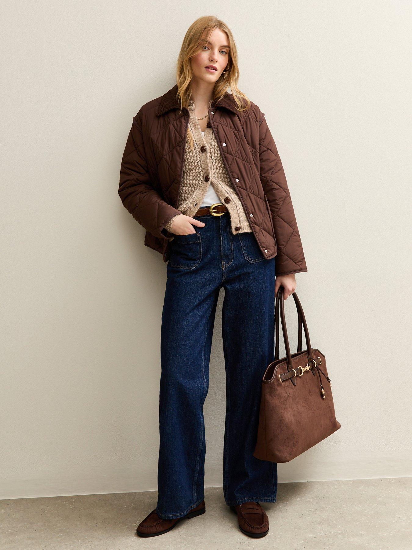 new-look-ribbed-knit-raglan-sleeve-cardigan-brownback
