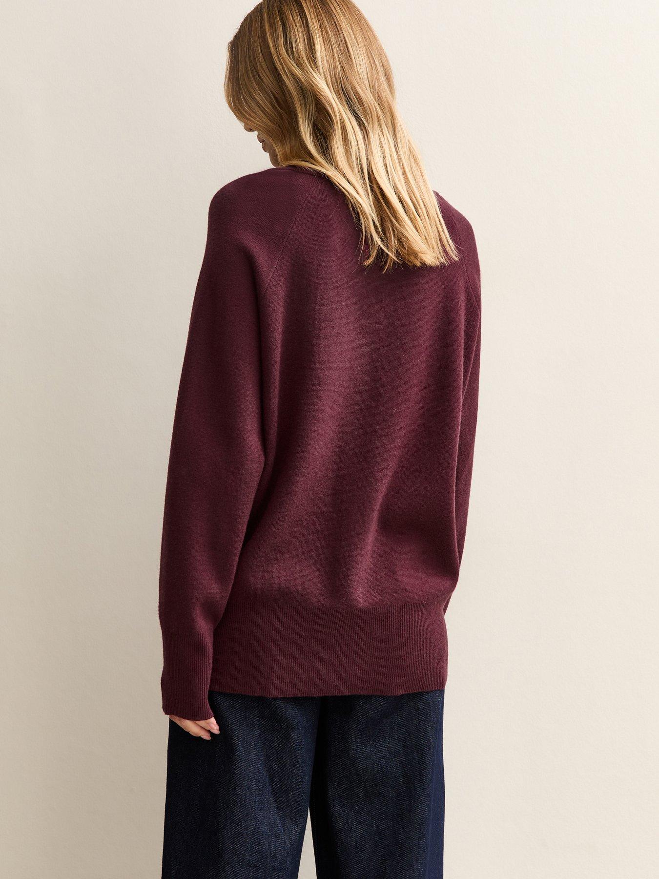 Image 2 of 5 of New Look Burgundy Longline Crew Neck Cardigan - Red