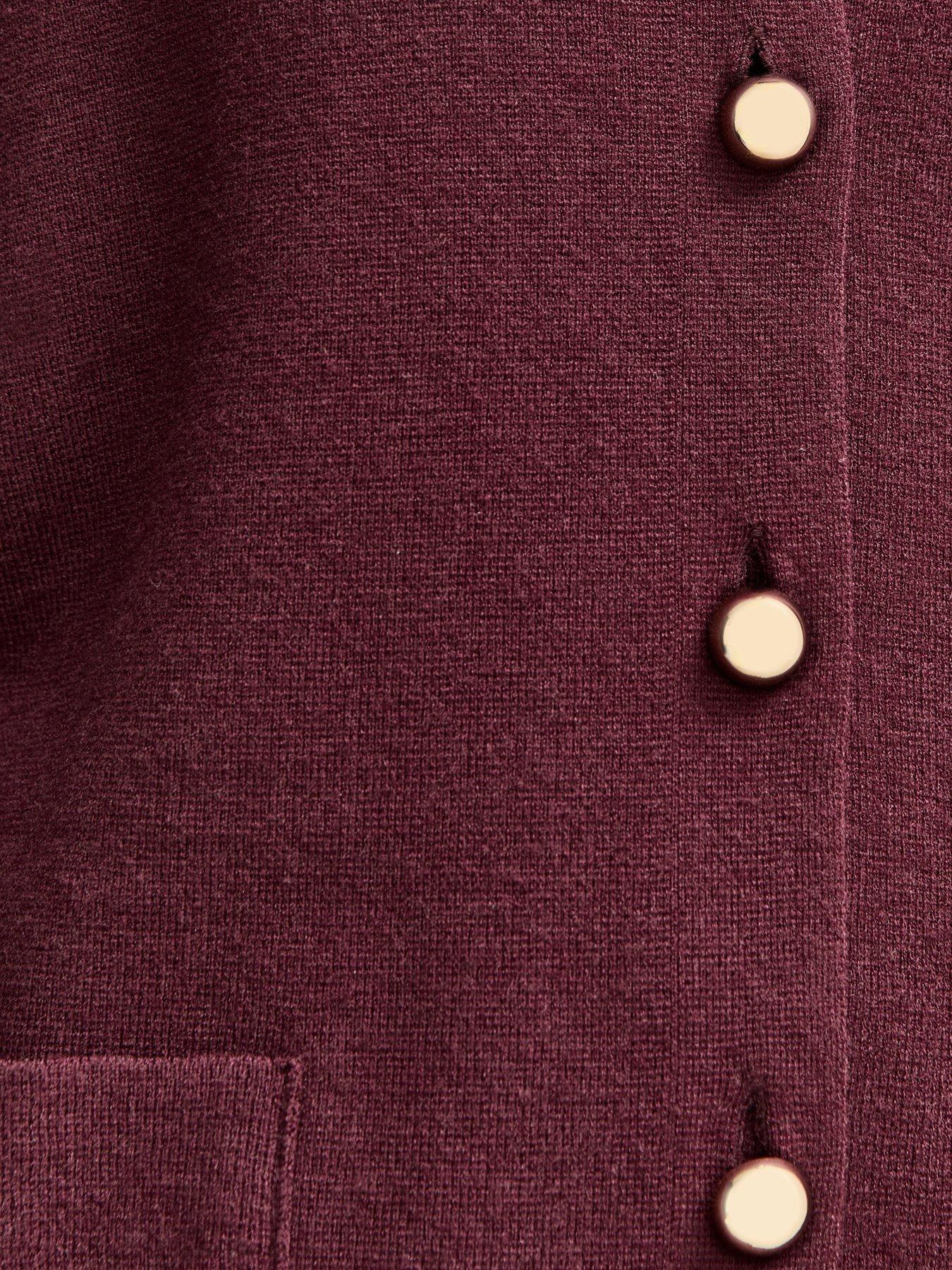Image 5 of 5 of New Look Burgundy Longline Crew Neck Cardigan - Red