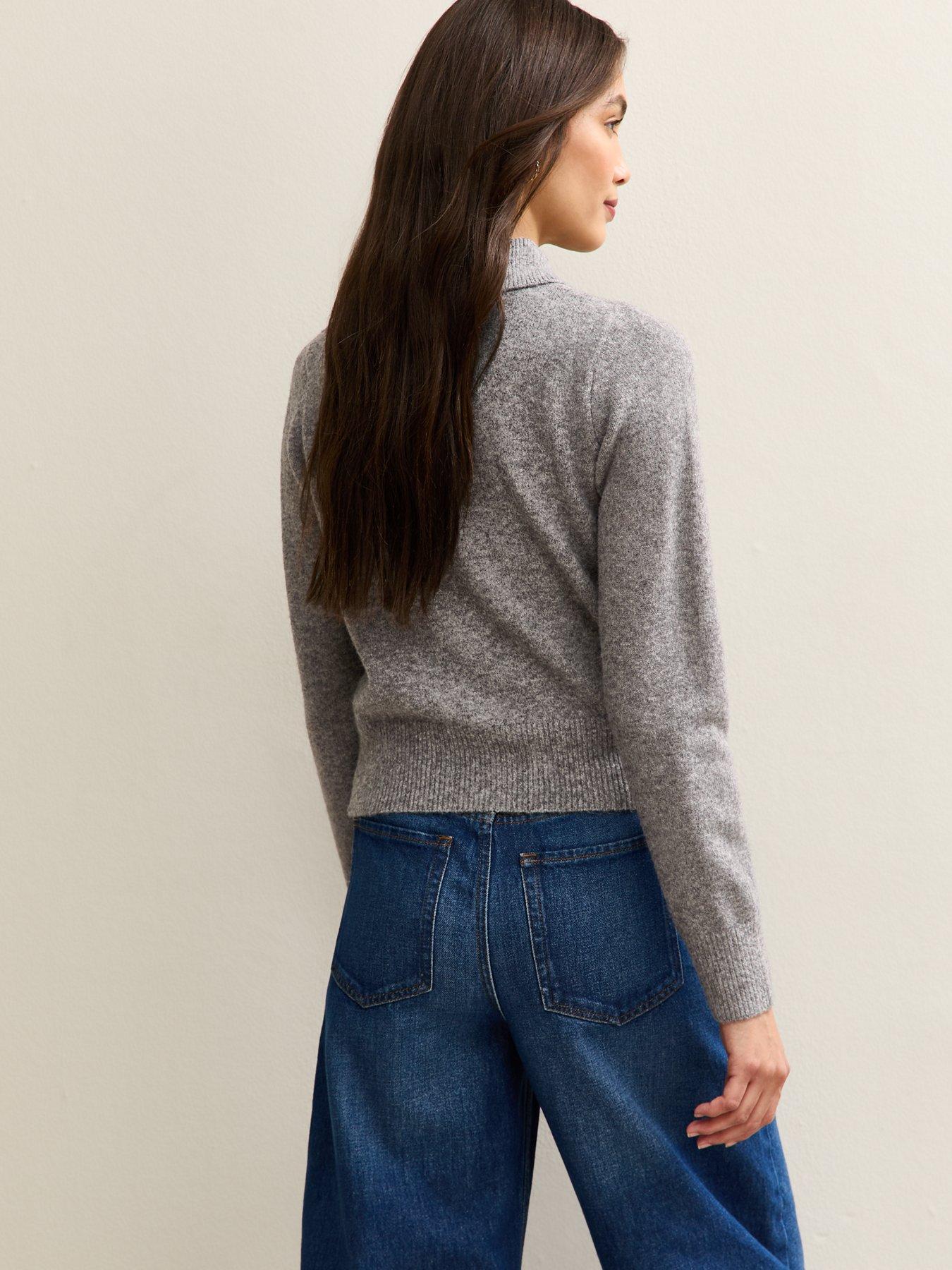 Image 2 of 7 of New Look Midweight Knit Collared Cardigan - Grey