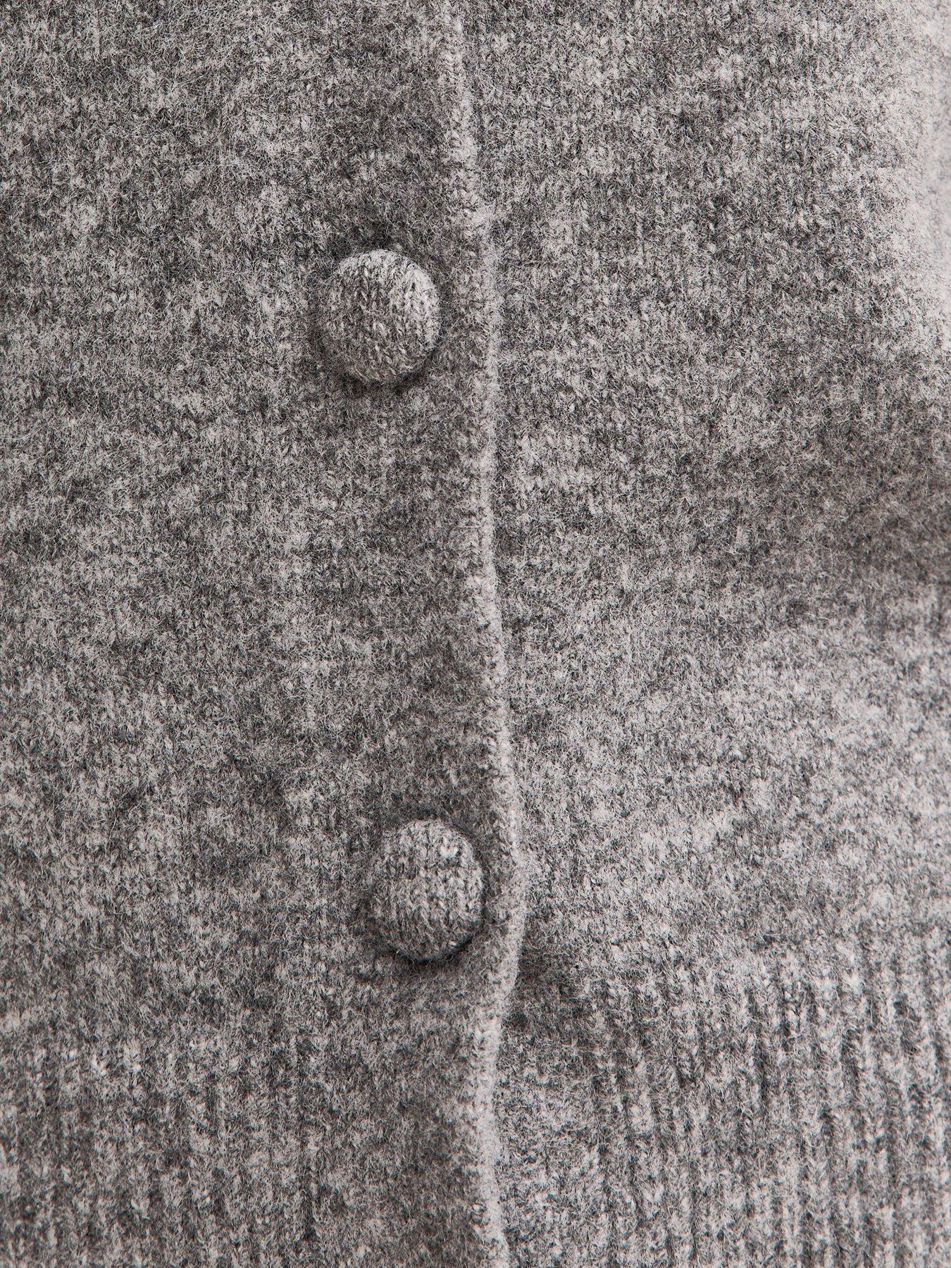 Image 6 of 7 of New Look Midweight Knit Collared Cardigan - Grey