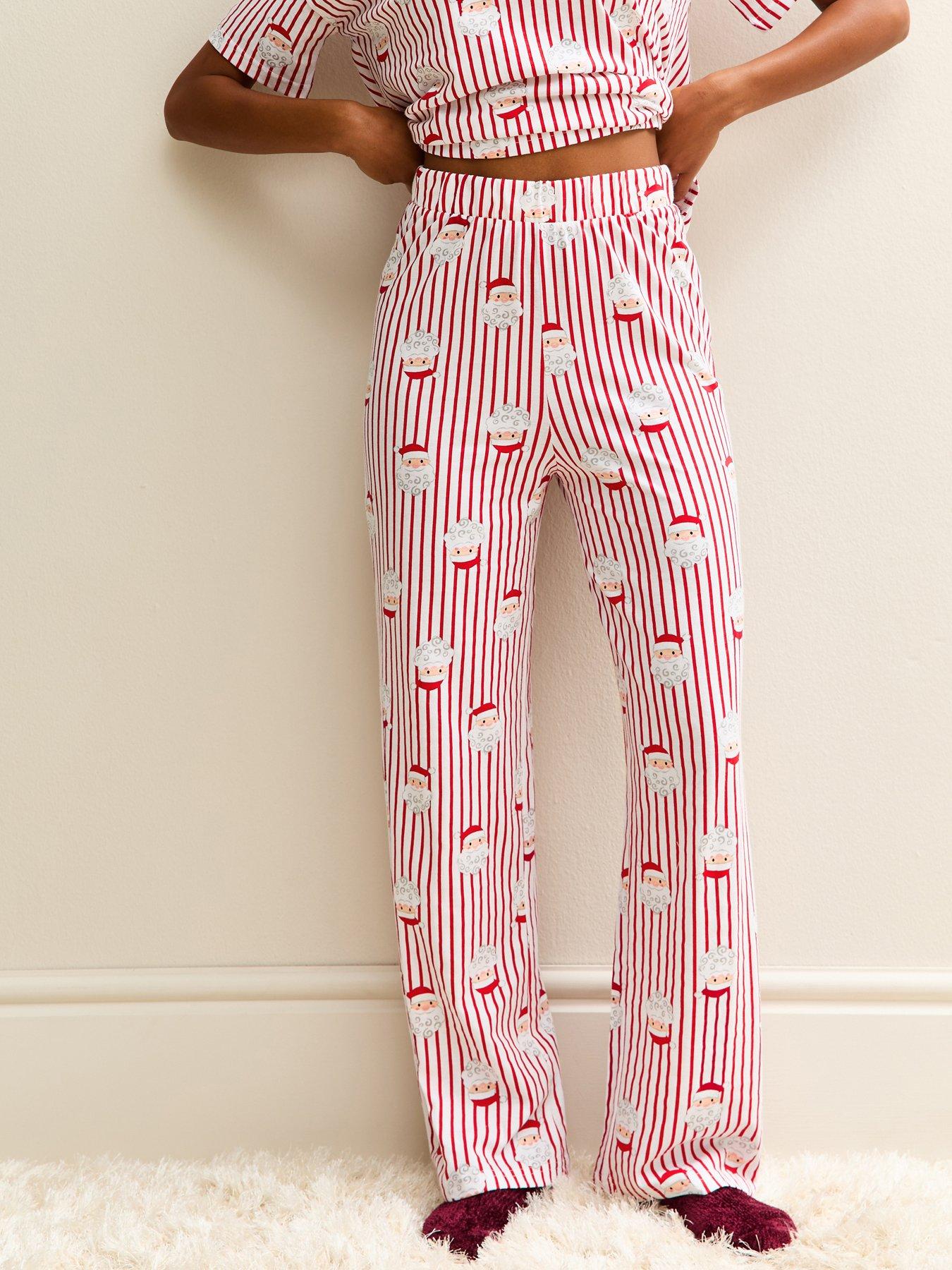 Image 5 of 6 of New Look Red Christmas Santa Print Striped Pyjama Set