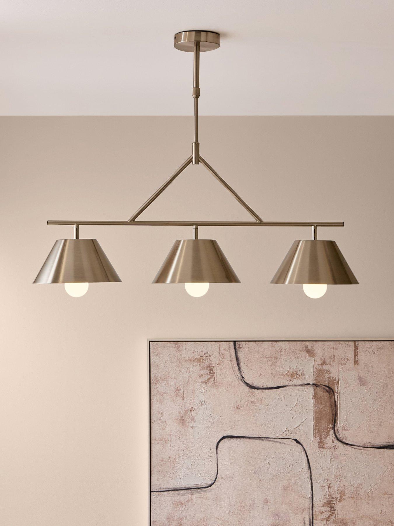Image 1 of 7 of The Very Collection 3 Light Metal Conical Shade Bar