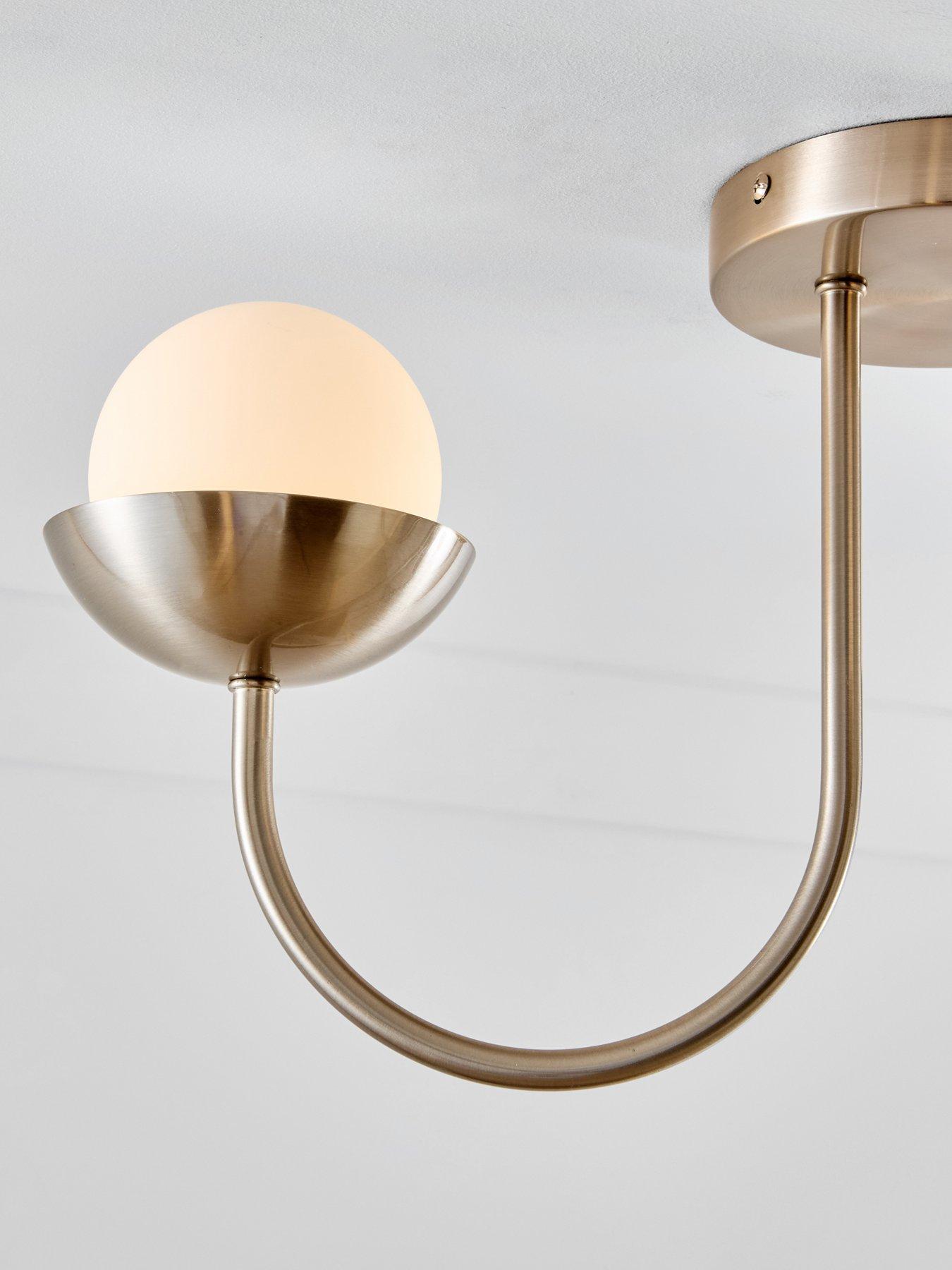 Image 5 of 6 of The Very Collection 3 Light Semi Flush Retro Globe - Brushed Nickel