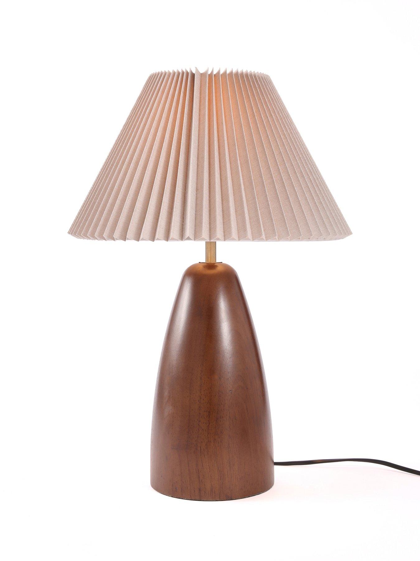 Image 3 of 6 of The Very Collection Walnut Table Lamp With Pleated Shade