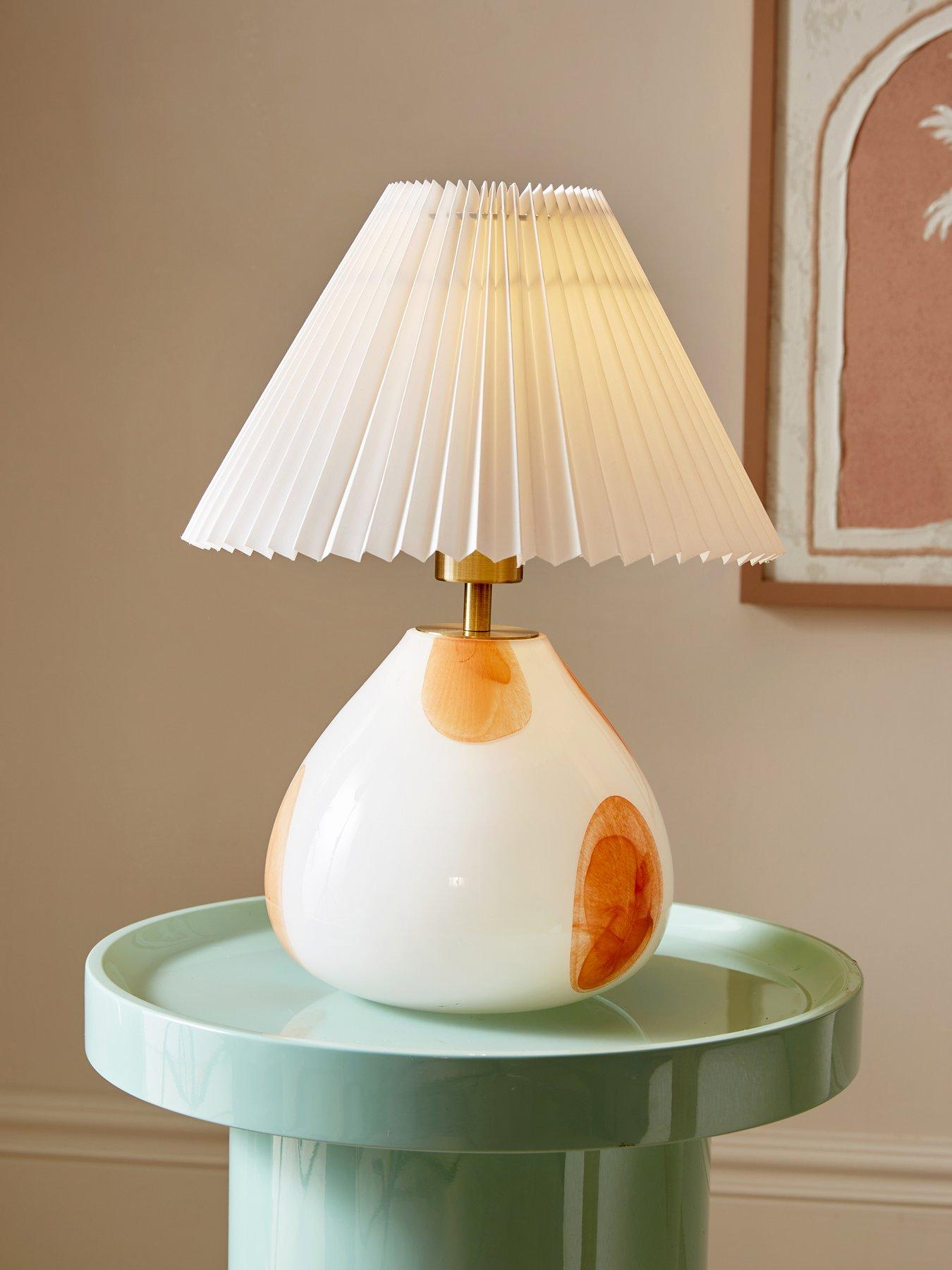 The Very Collection Spotted Glass Table Lamp With Pleated Shade