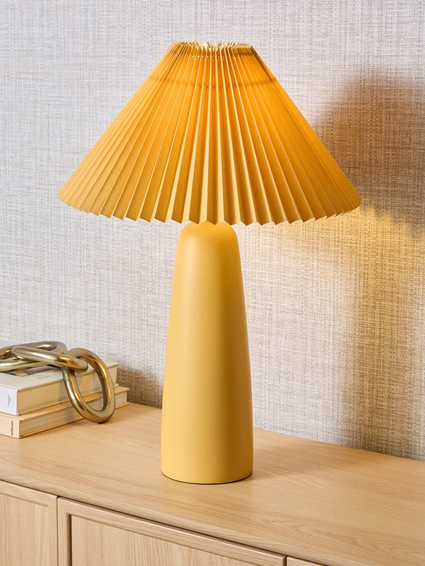 the-very-collection-ochre-table-lamp-with-pleated-shadefront