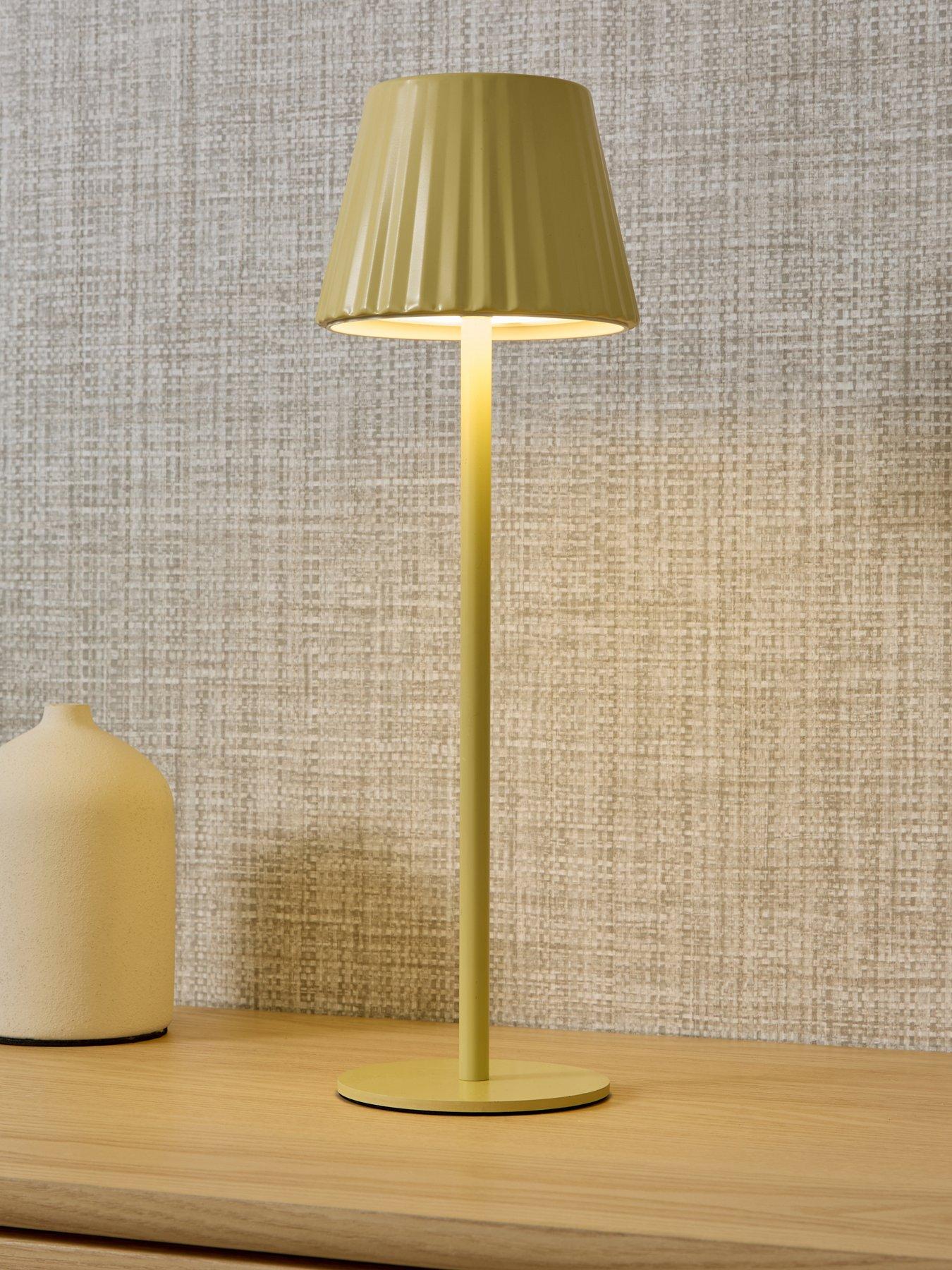 Image 1 of 7 of The Very Collection Rechargeable Table Lamp With Ribbed Shade