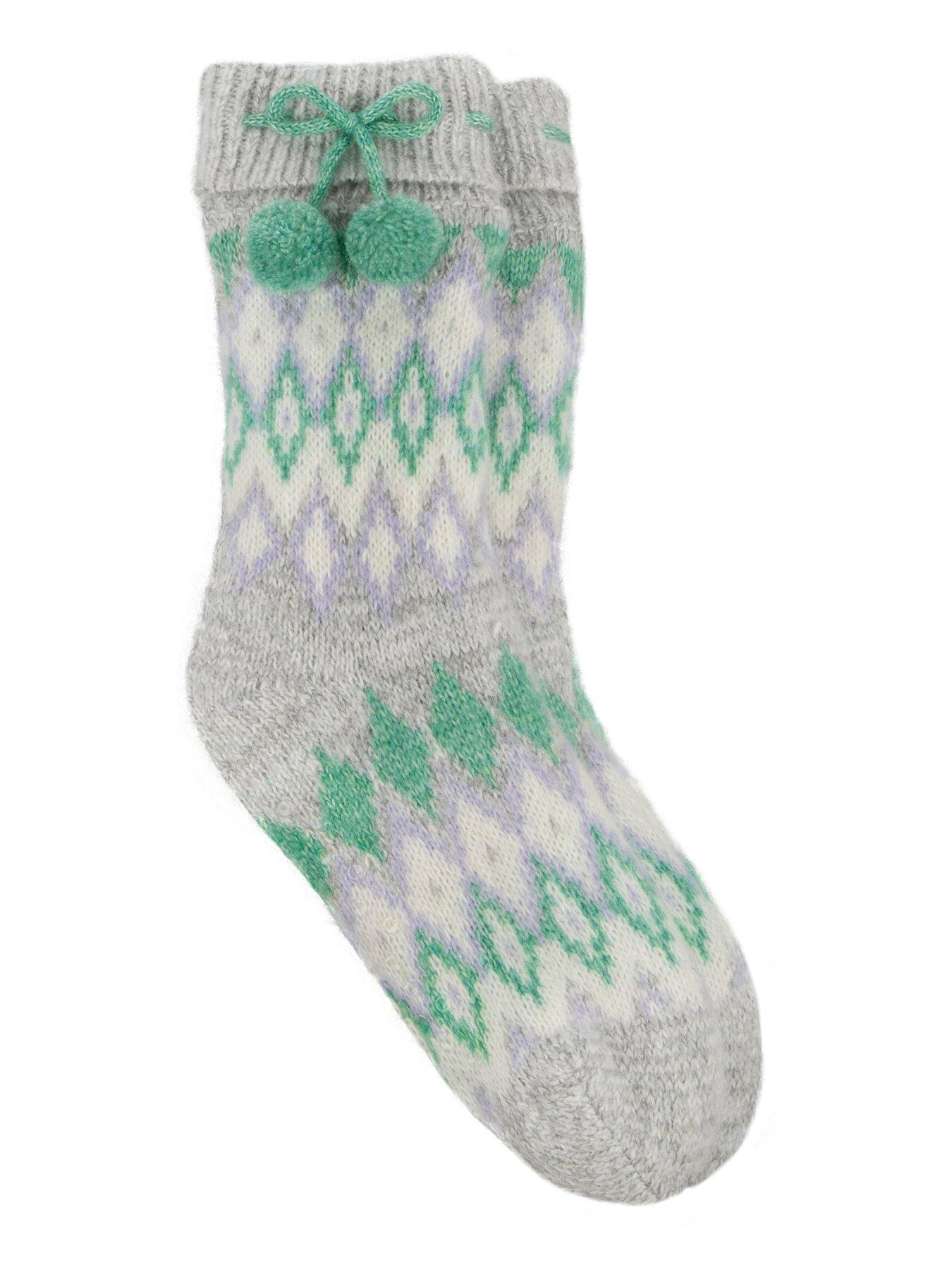 TOTES Toasties Ladies Fair Isle Chenille Slipper Socks - Fair Isle - Multi