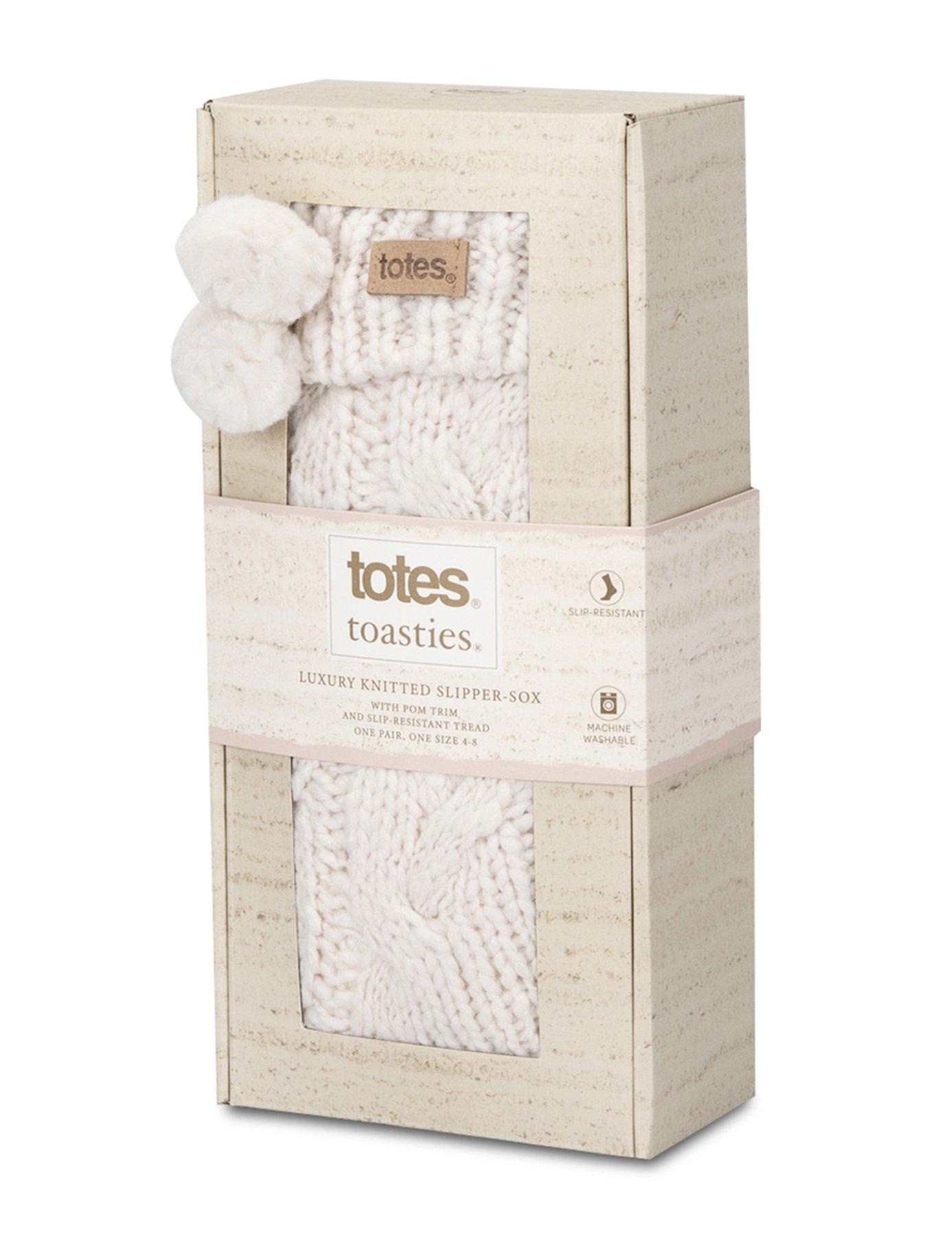 Image 3 of 4 of TOTES Totes Toasties Ladies Luxury Chunky Knit Slipper-sox With Tassel Trim - Cream