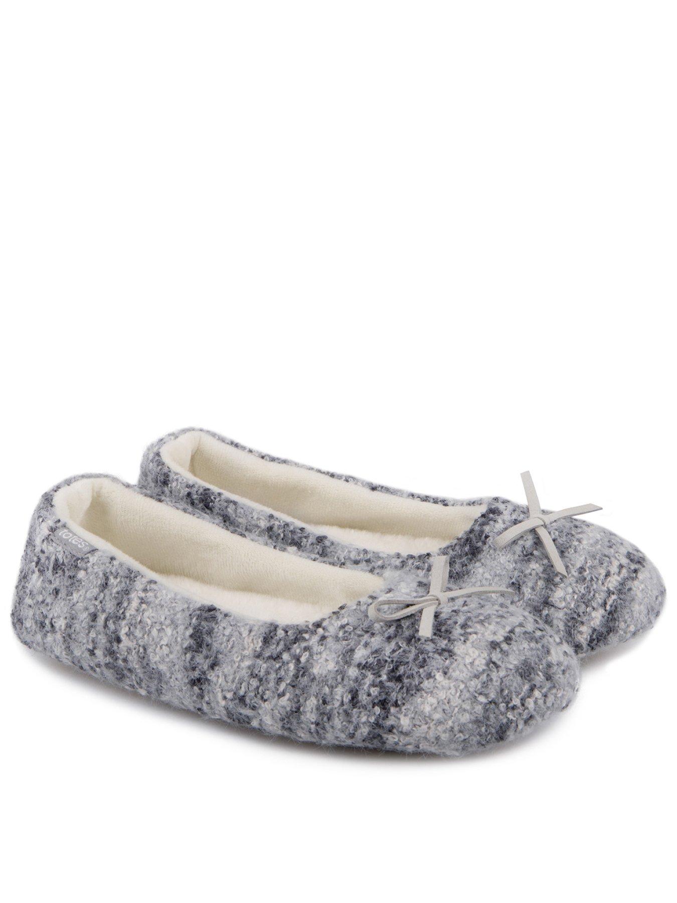 TOTES Totes Toasties Ladies Knitted Ballet Slippers - Blue