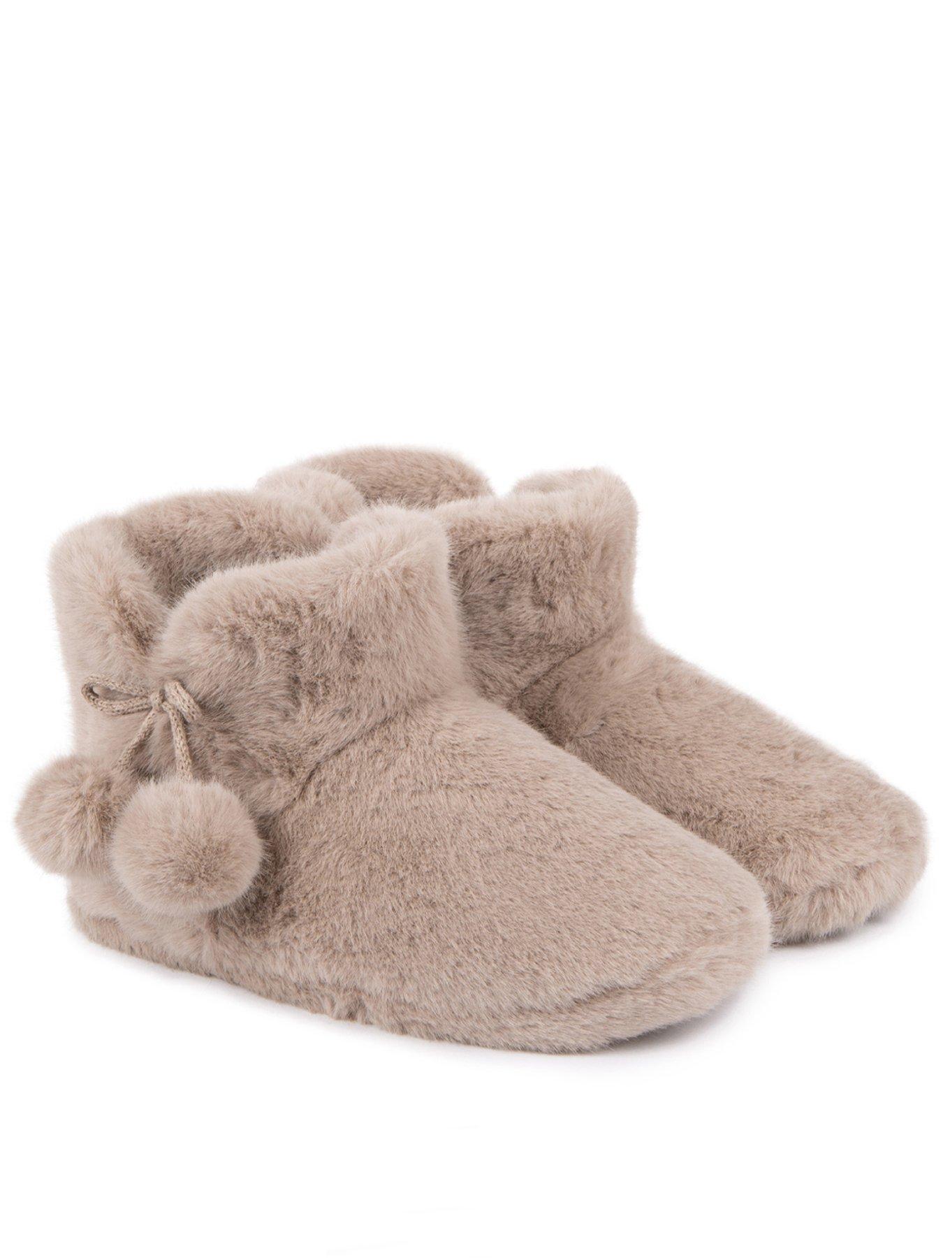 TOTES Totes Toasties Ladies Faux Fur Boot Slippers - Oat