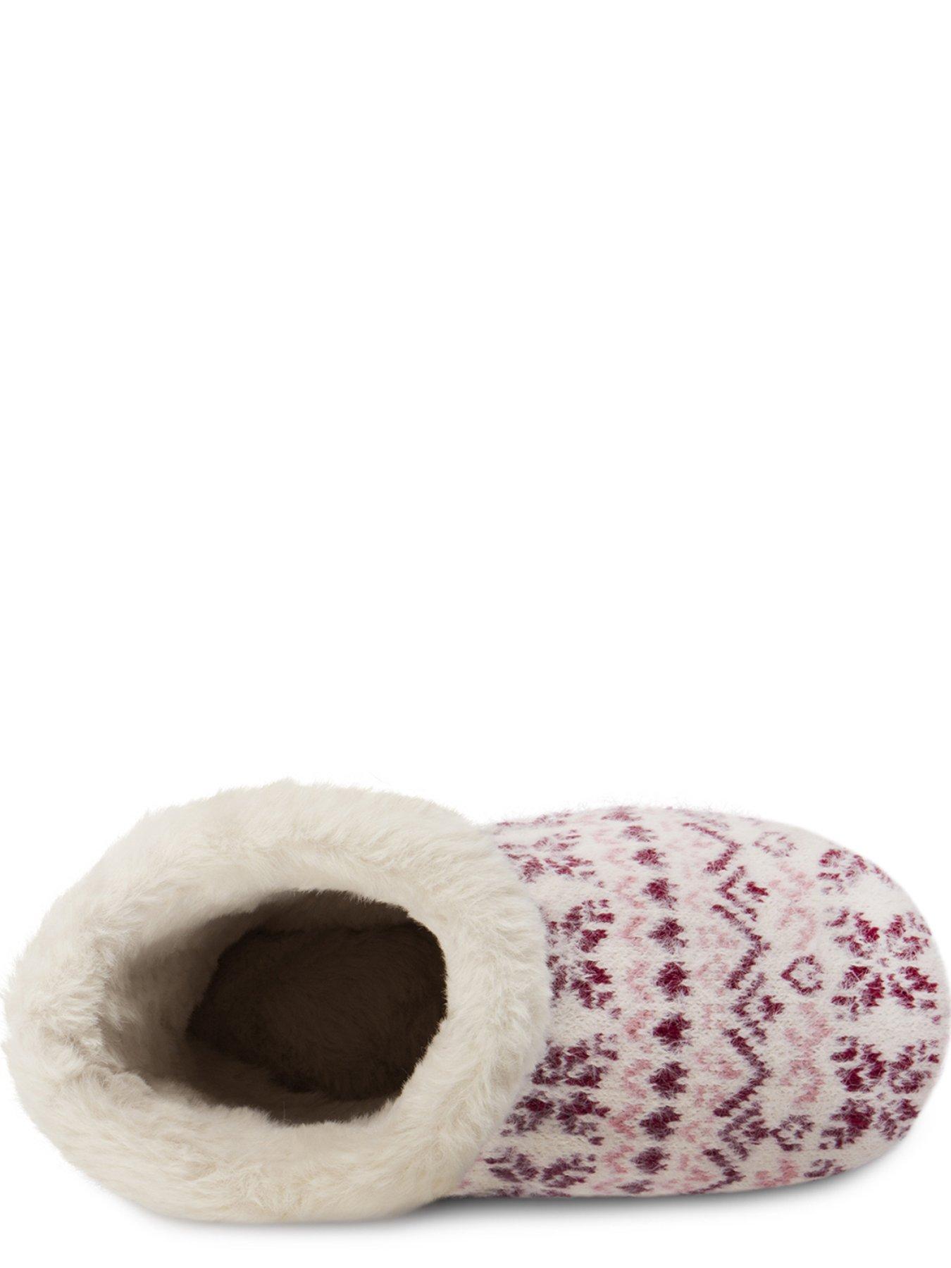 Image 2 of 5 of TOTES Totes Toasties Ladies Fair Isle Knit Boot Slippers With Faux Fur Cuff - Fair Isle