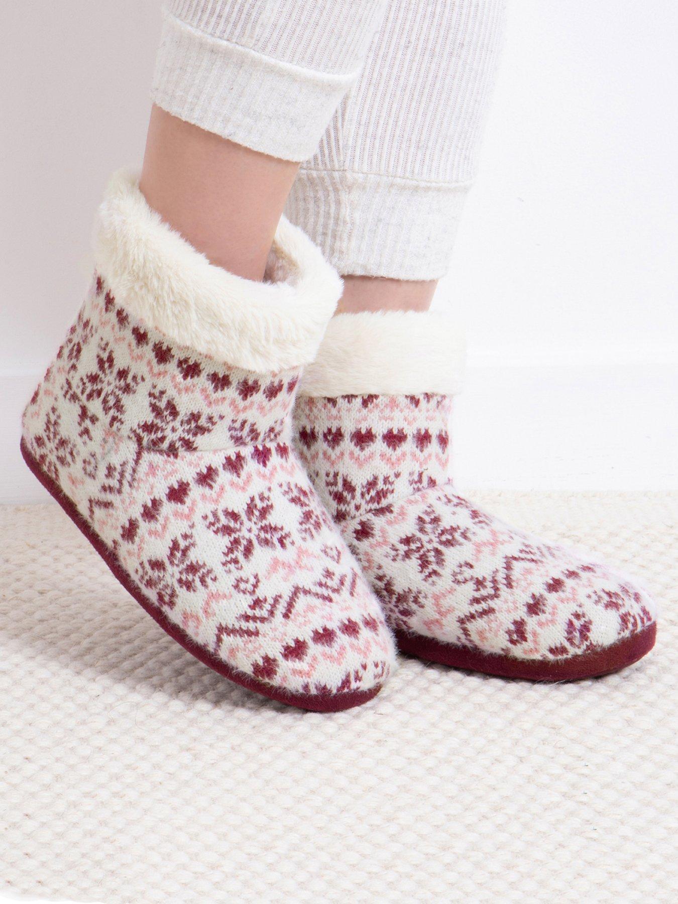 Image 4 of 5 of TOTES Totes Toasties Ladies Fair Isle Knit Boot Slippers With Faux Fur Cuff - Fair Isle