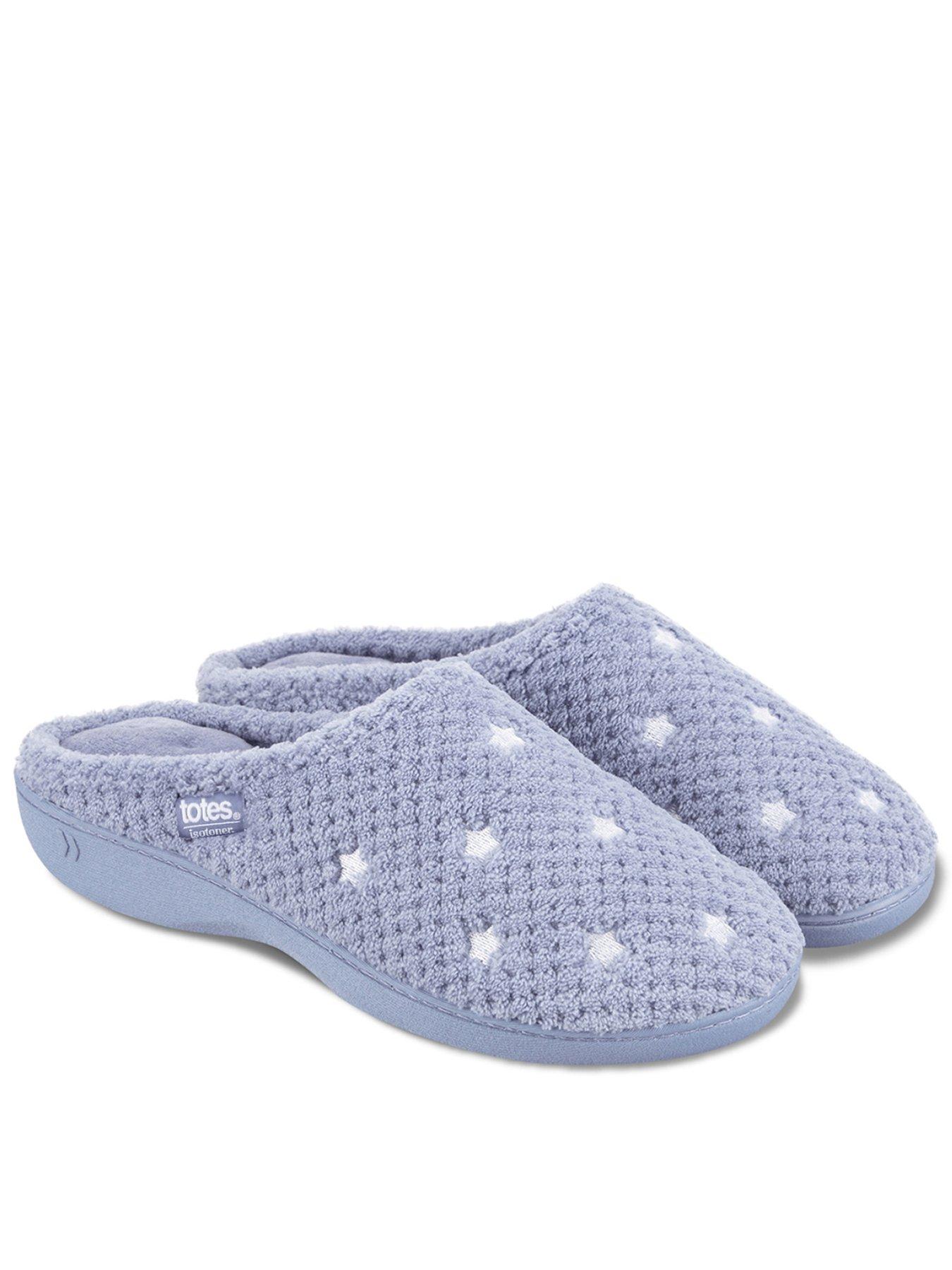 Totes Isotoner Isotoner Ladies Popcorn Terry Mule Slippers - Iris Blue Star