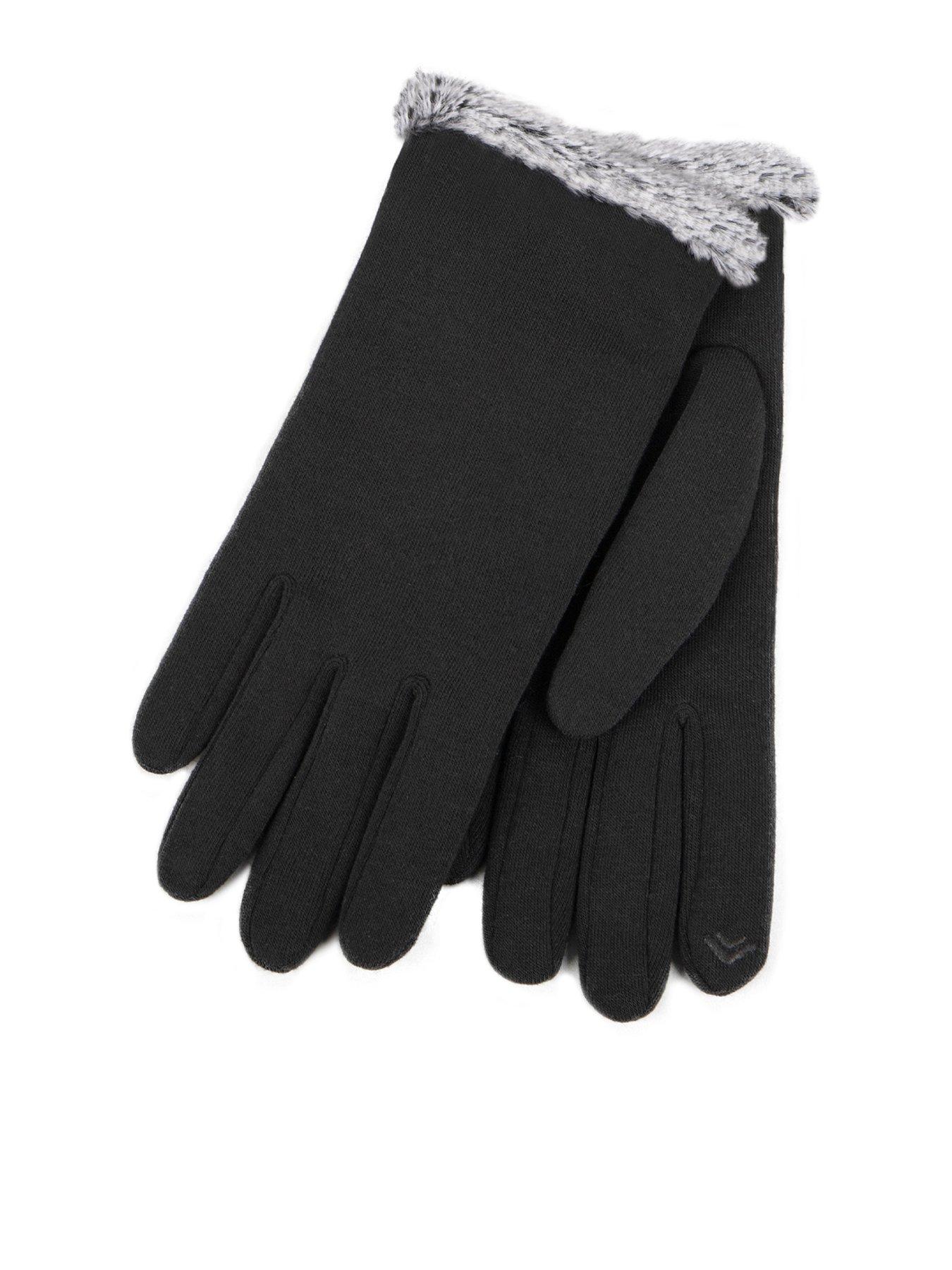 Totes Isotoner Isotoner Ladies Thermal Smartouch Glove With Tipped Fur Cuff - Black