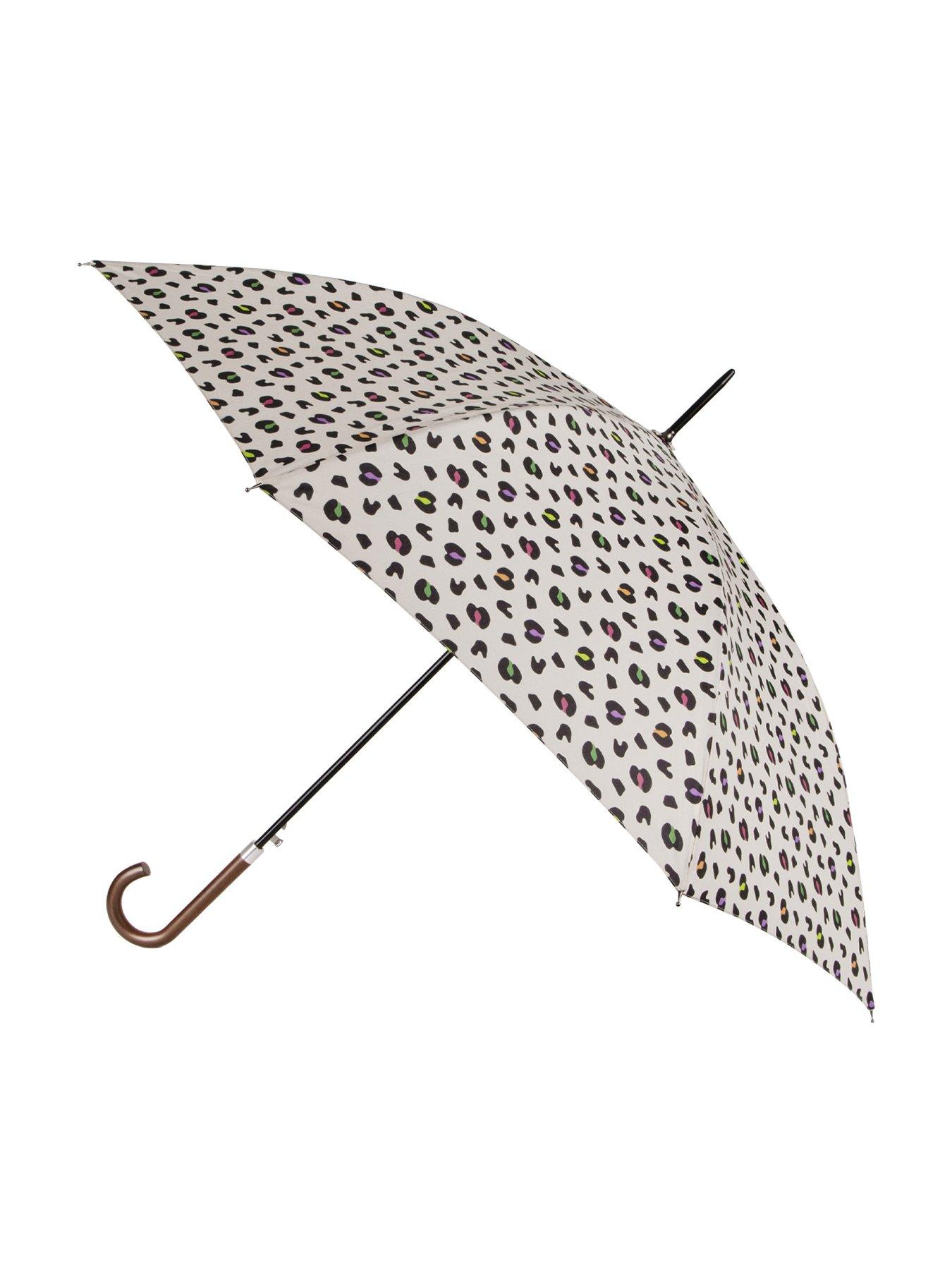 TOTES Totes Auto Open Walker Wood Handle Bright Animal Print Umbrella - Animal Print