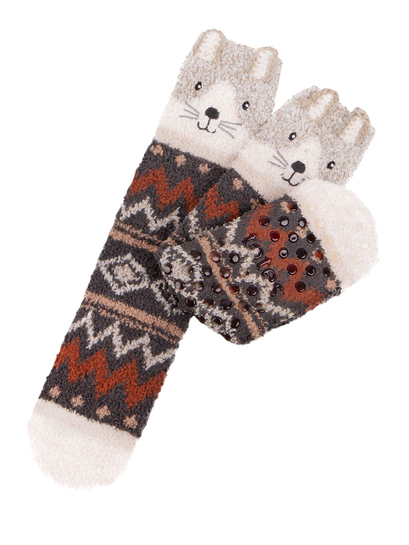 TOTES Toasties Ladies Novelty Super Soft Slipper Socks - Cat - Multi