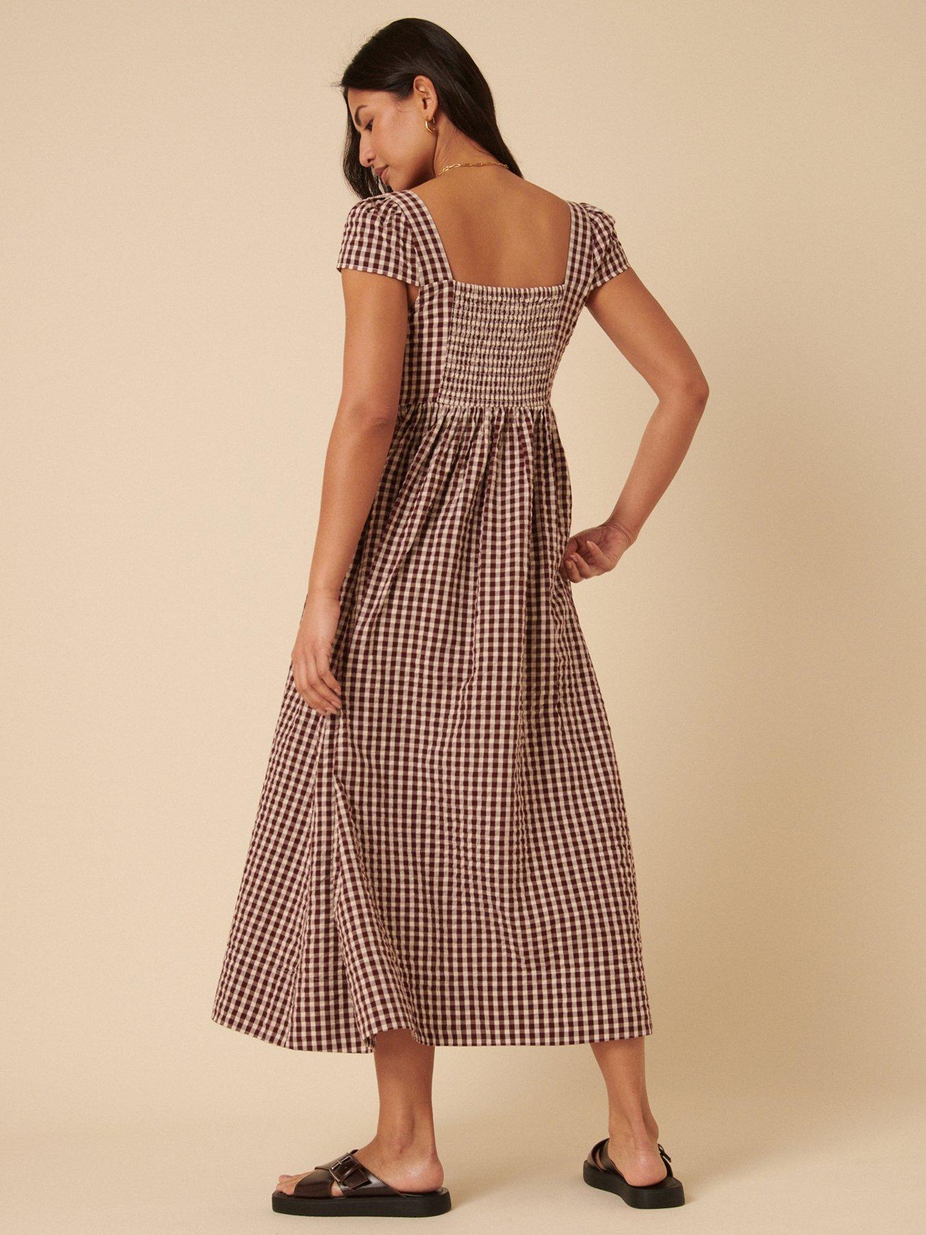 nobodys-child-gingham-heidi-midi-dress-brownstillFront