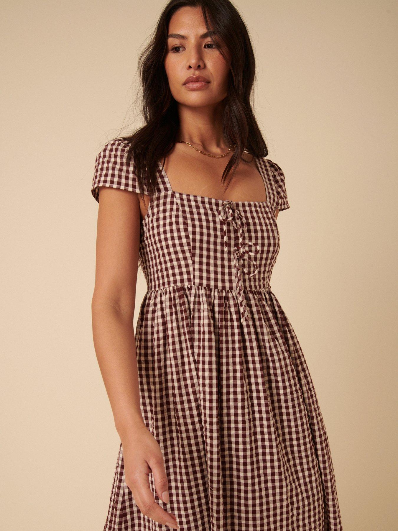 nobodys-child-gingham-heidi-midi-dress-brownoutfit