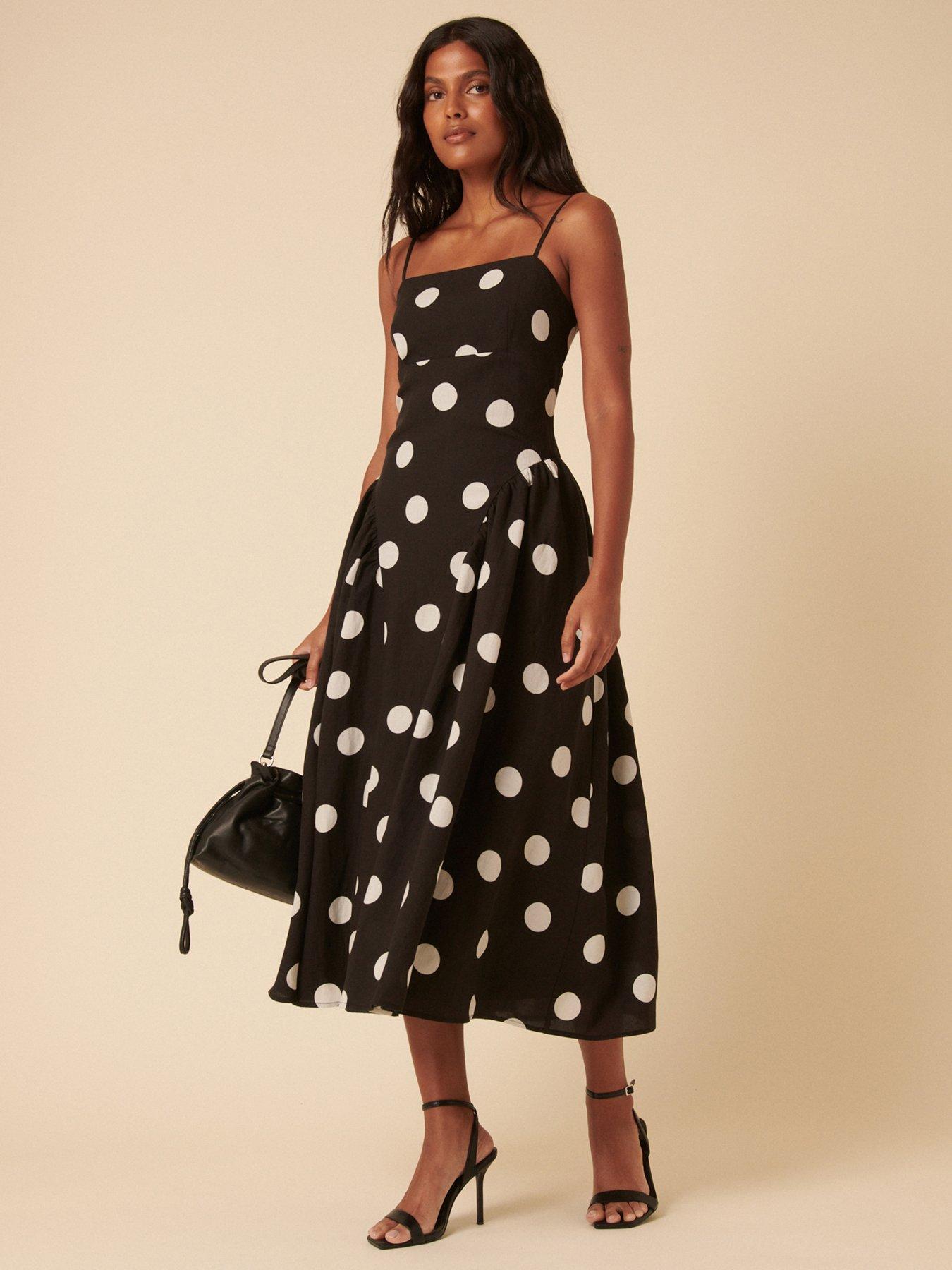 Nobodys Child Polka Dot Lupin Midi Dress - Black