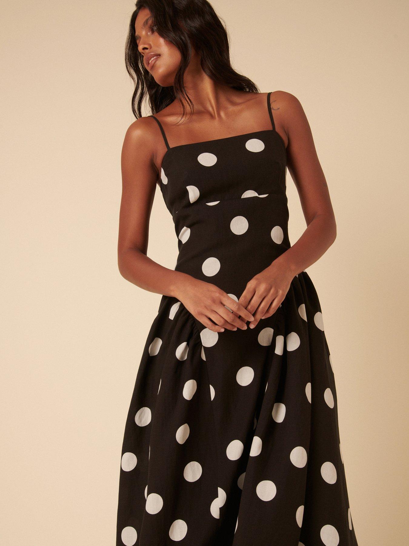 Image 3 of 5 of Nobodys Child Polka Dot Lupin Midi Dress - Black