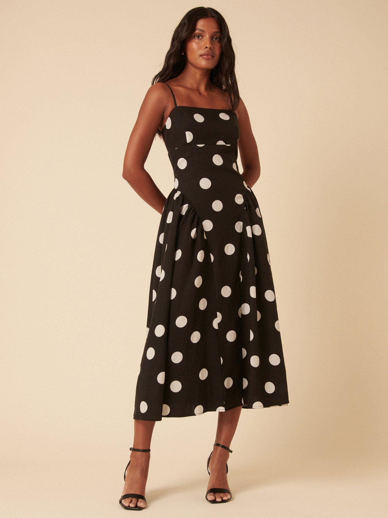 Image 4 of 5 of Nobodys Child Polka Dot Lupin Midi Dress - Black
