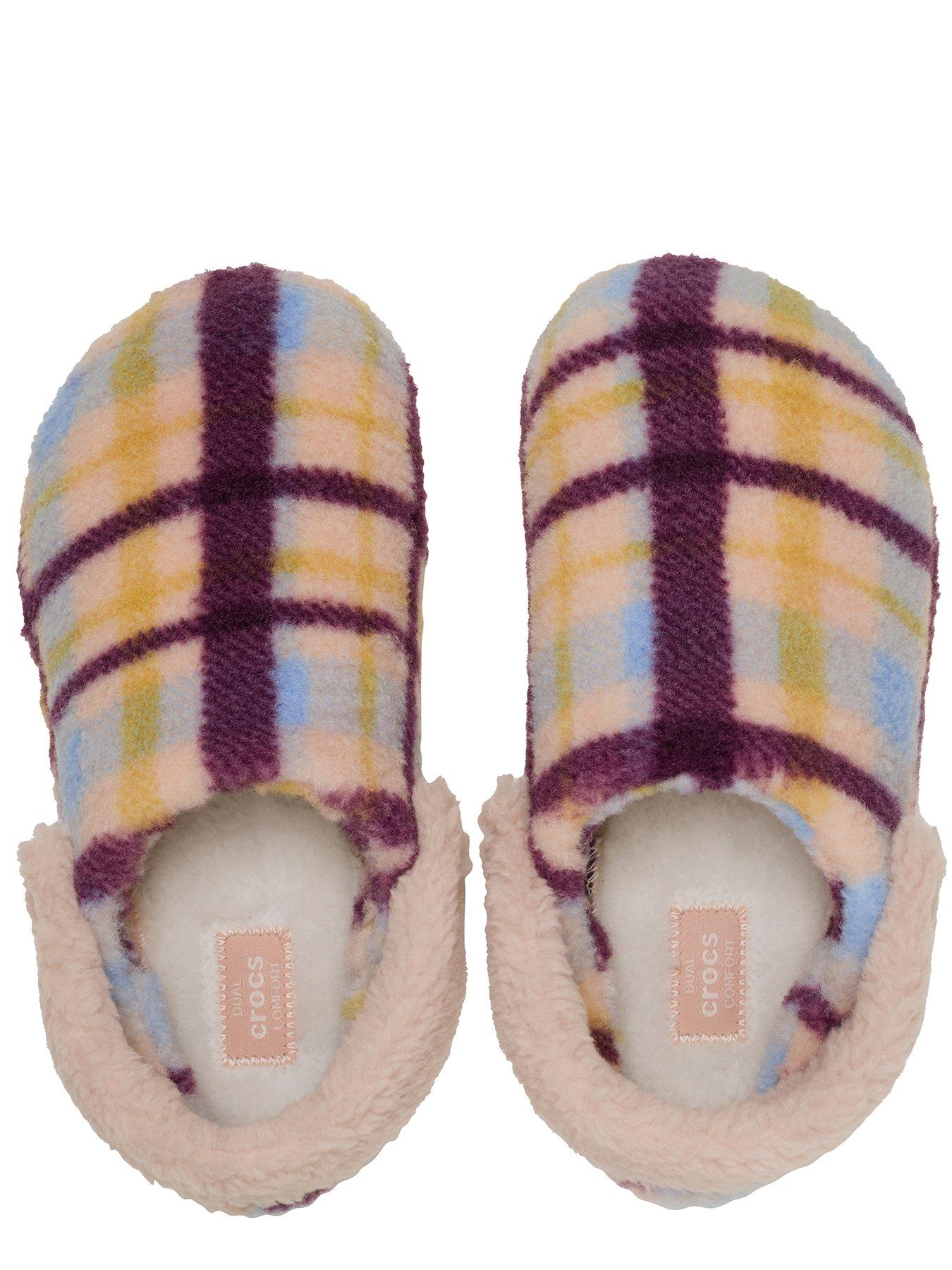 Image 4 of 6 of Crocs Classic Cozzzy Plaid Slippers - Pink