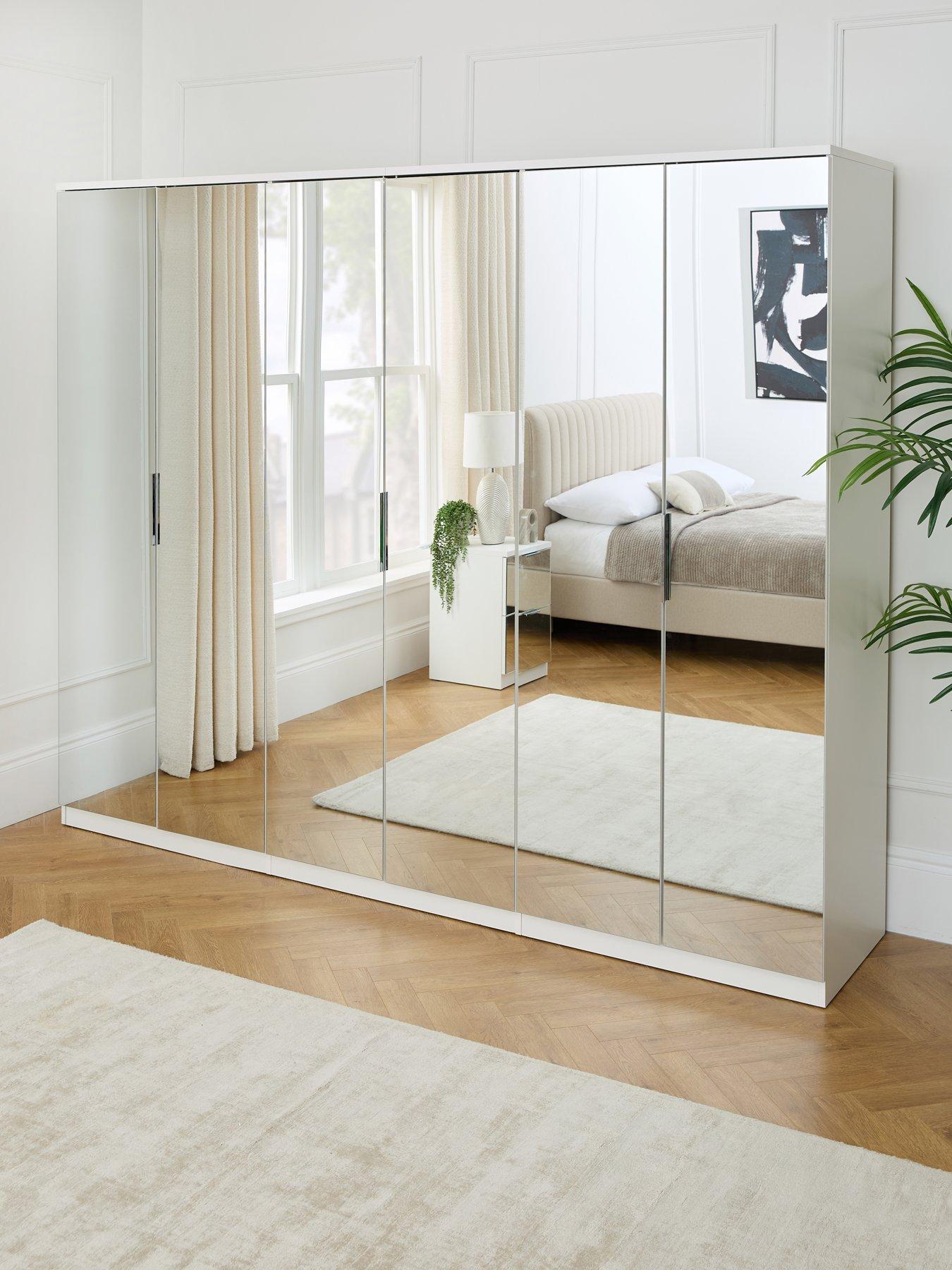 The Very Collection Palma 6 Door Mirrored Wardrobe - White