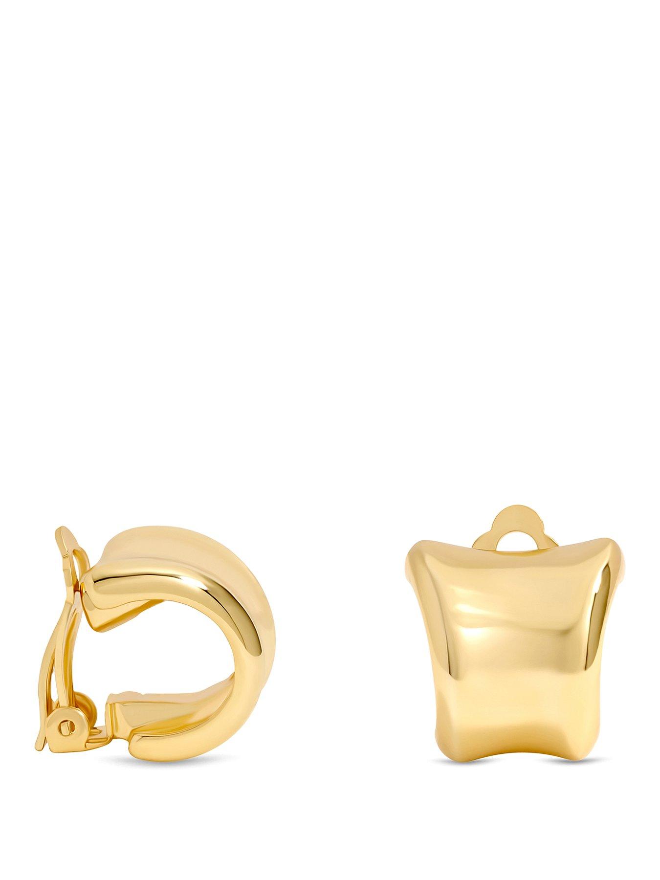 Image 1 of 2 of Jon Richard Gold Plated Polished Curved Clip Earrings