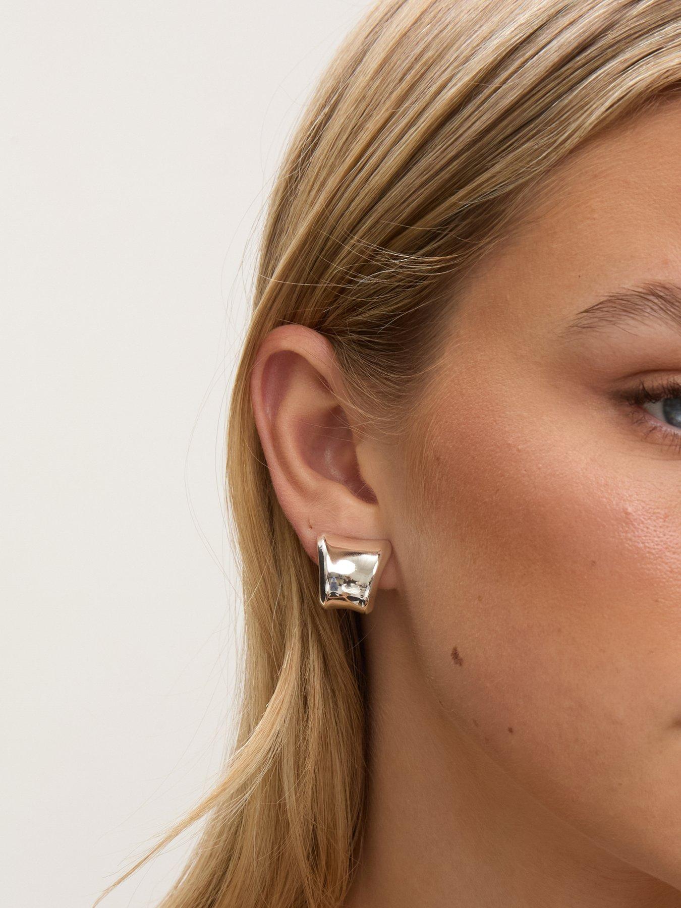 Image 2 of 3 of Jon Richard Jon Richard Silver Plated Polished Curved Clip Earrings