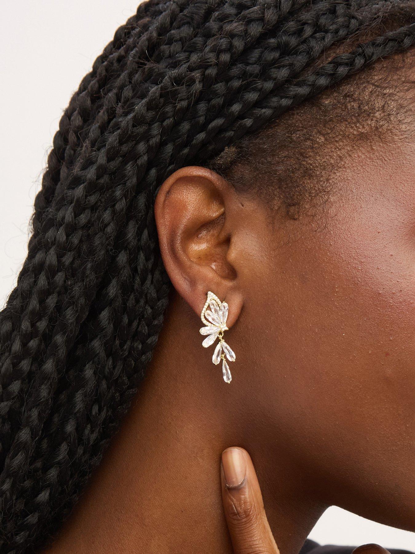 Jon Richard Jon Richard Gold Plated Crystal Floral Droplet Earrings