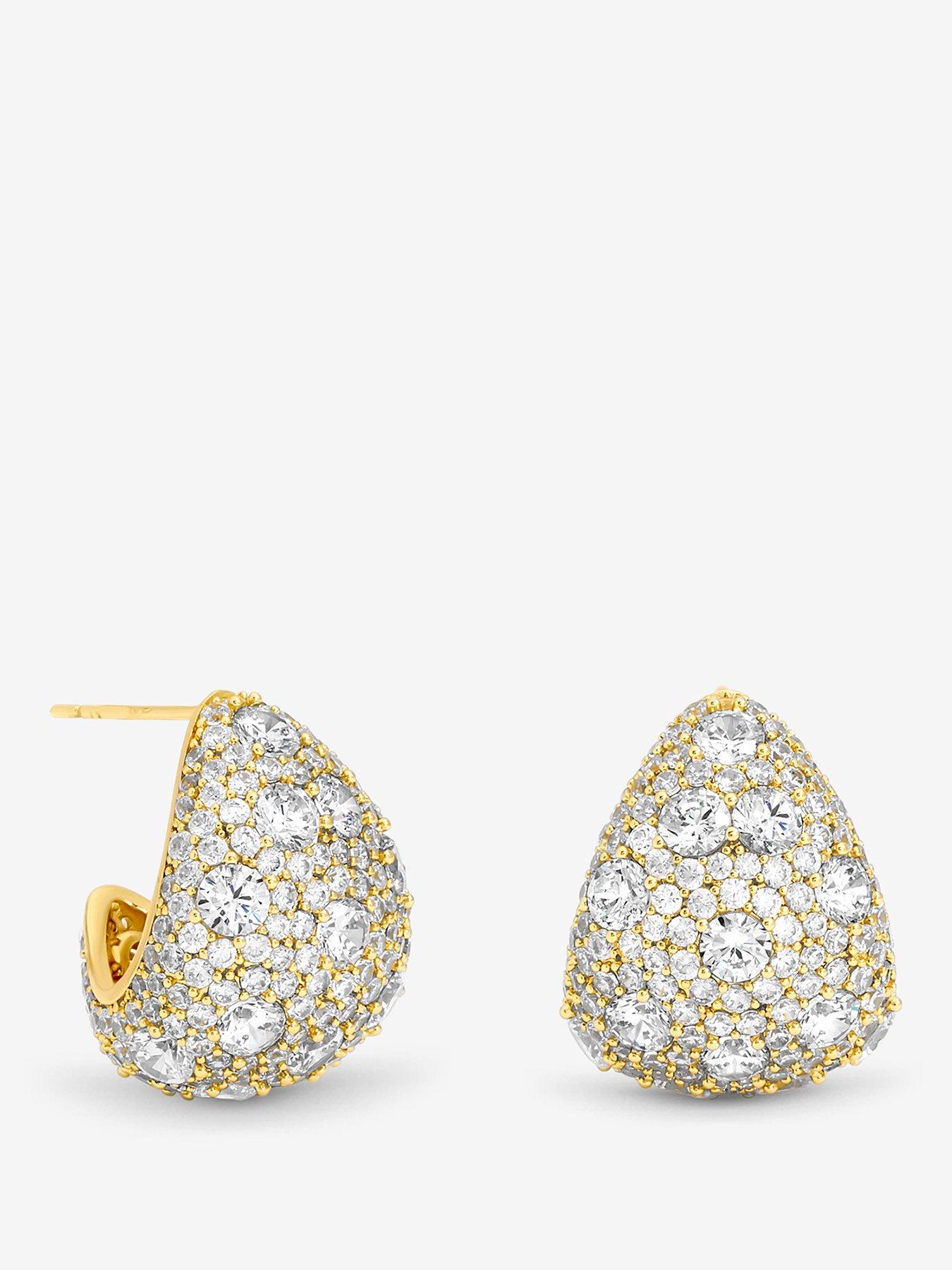 Jon Richard Jon Richard Gold Plated Crystal Large Dome Earrings