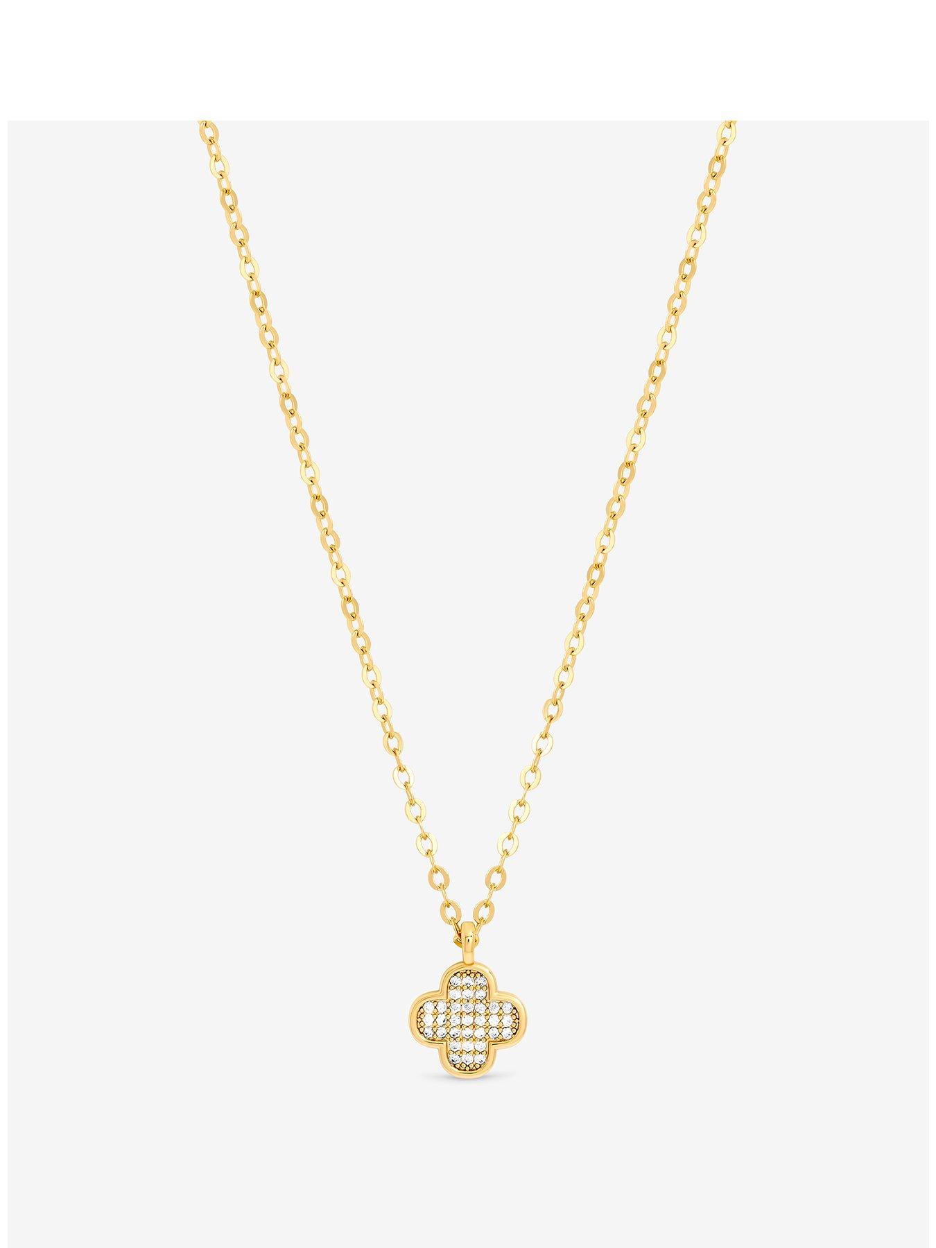 Jon Richard Gold Plated Mirco Pave Clover Pendant