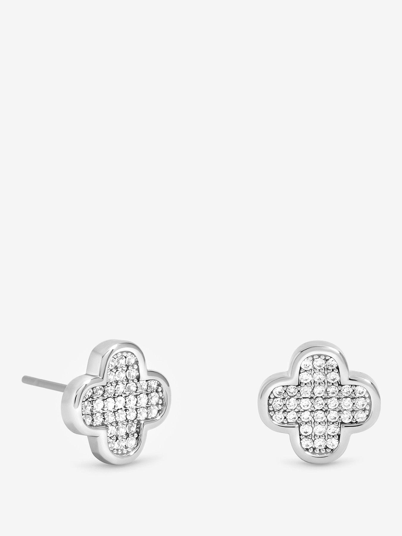 Jon Richard Rhodium Plated Mirco Pave Stud Earrings