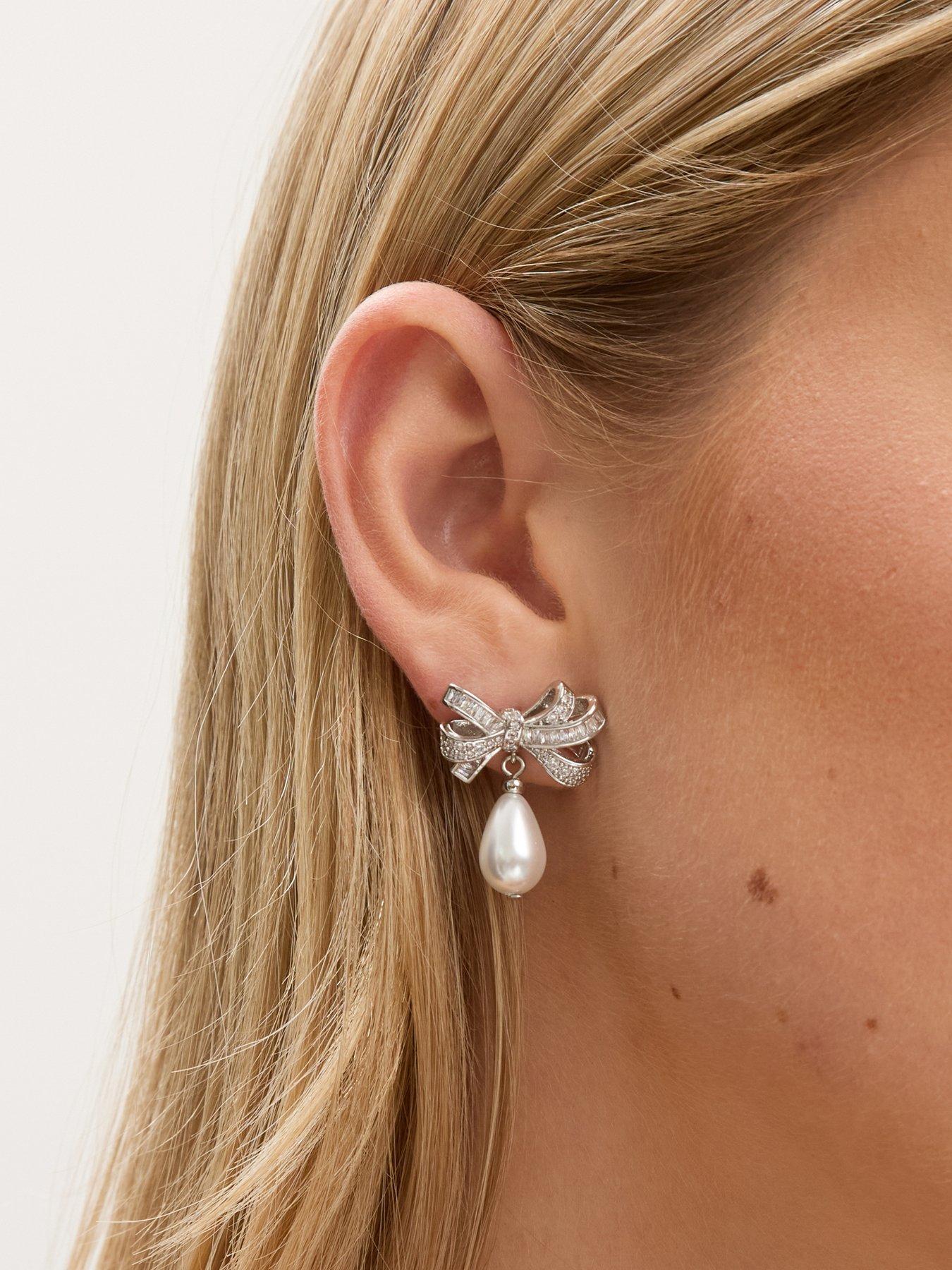 jon-richard-rhodium-plated-cubic-zirconia-bow-and-pearl-earringsstillFront