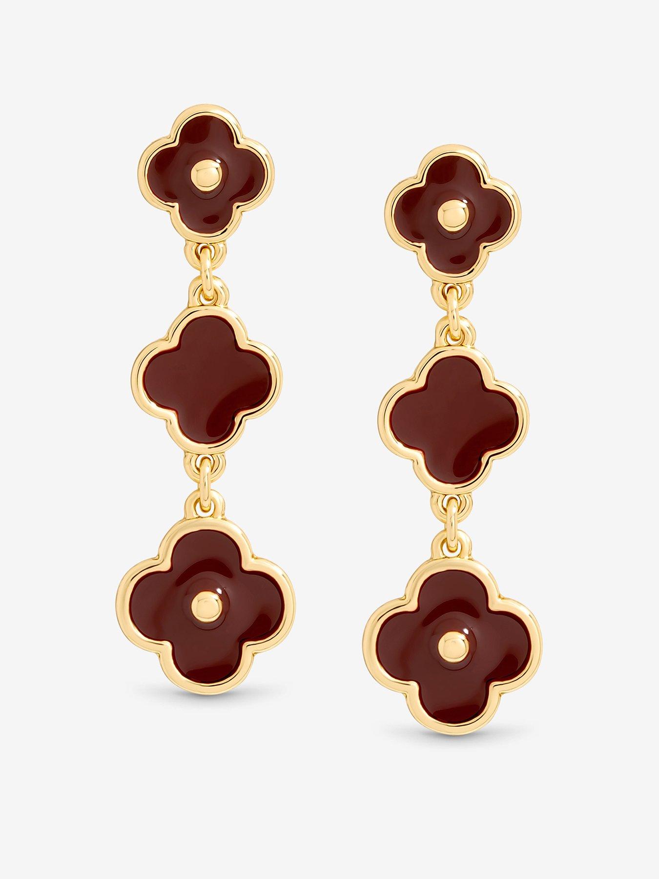 mood-gold-amp-burgundy-clover-triple-drop-earrings