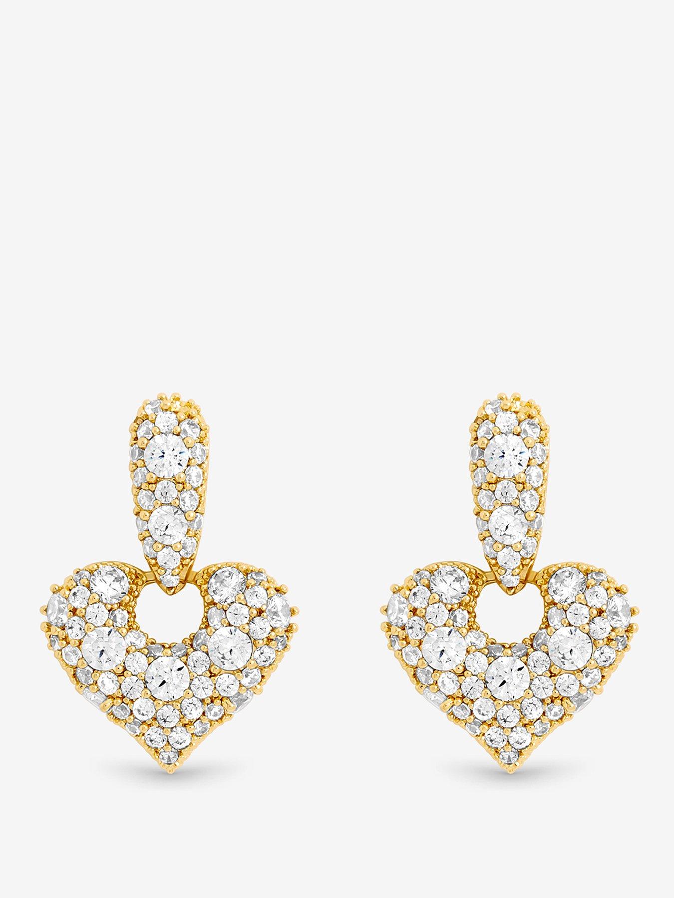 Jon Richard Jon Richard Gold Plated and Pave Heart Door Knocker Earrings