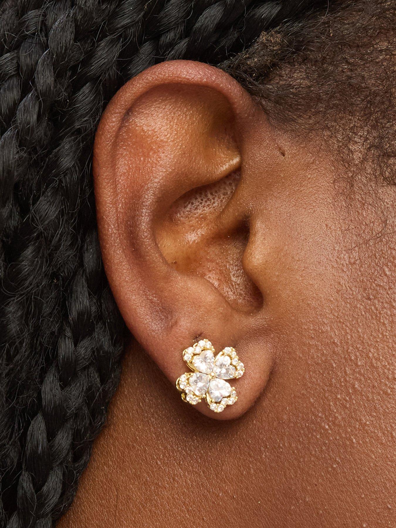 Jon Richard Jon Richard Gold Plated and Crystal Clover Stud Earrings